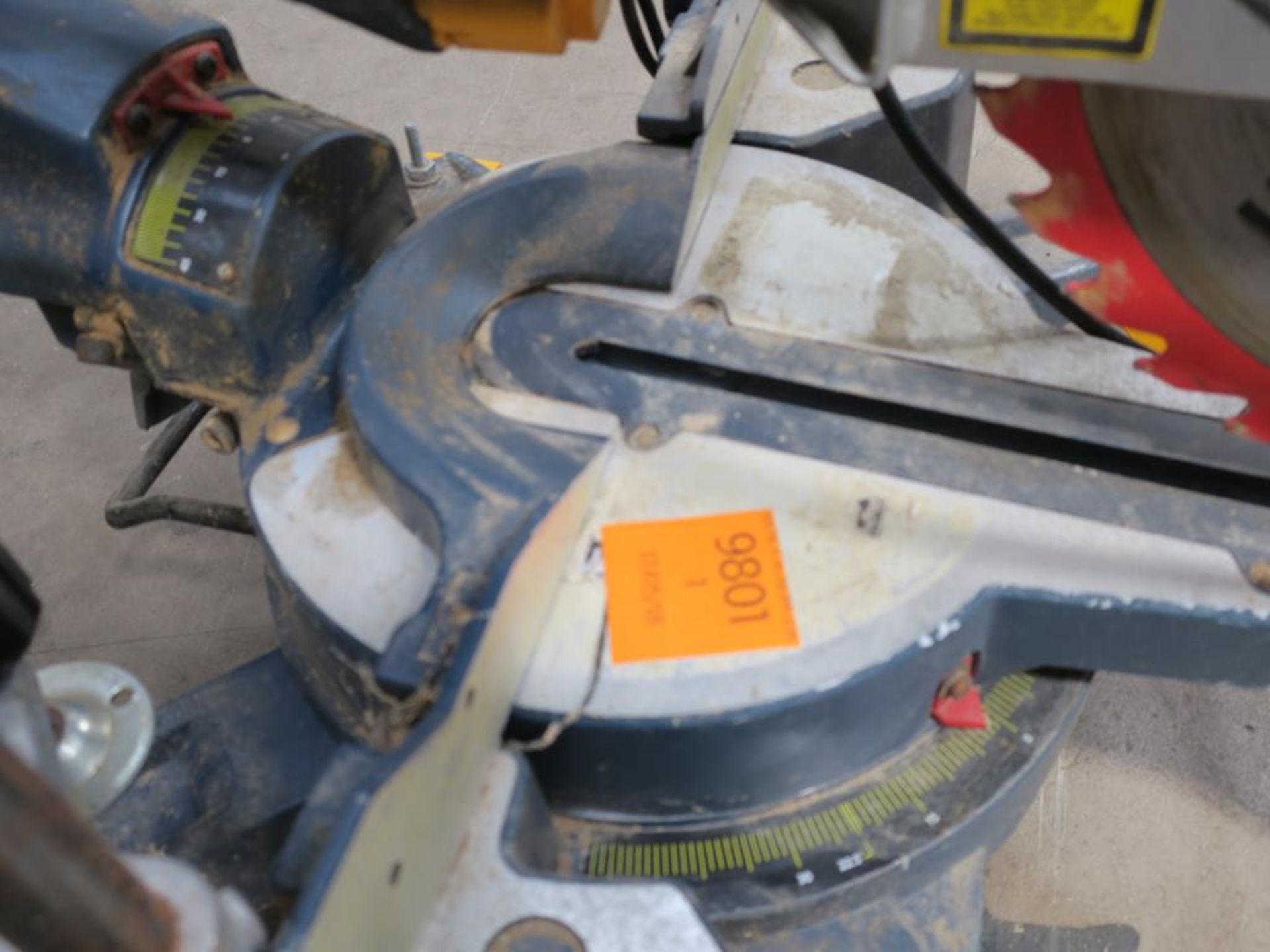 A JCB Mitre Saw, Work Bench (Wheeled) with Extending Legs and Fitted with three power points (Bed - Image 11 of 13