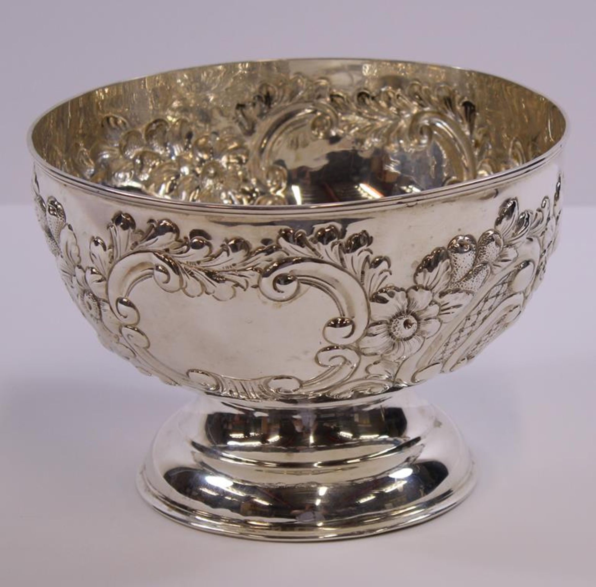 A large silver Rose Bowl of circular form embossed to the sides with flower heads, scrolls and - Image 5 of 5