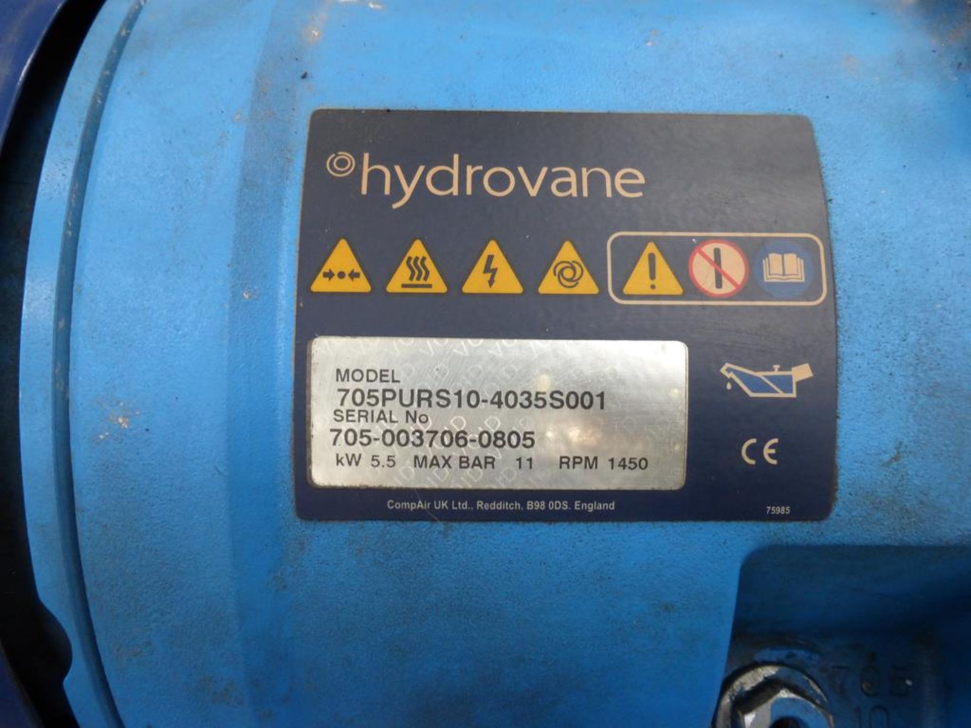 * Hydrovane 705 Purs 10,Compressor, 5.5kW, 11Bar, 1450RPM 3PH. Please note there is a £5 + VAT lift - Image 2 of 5