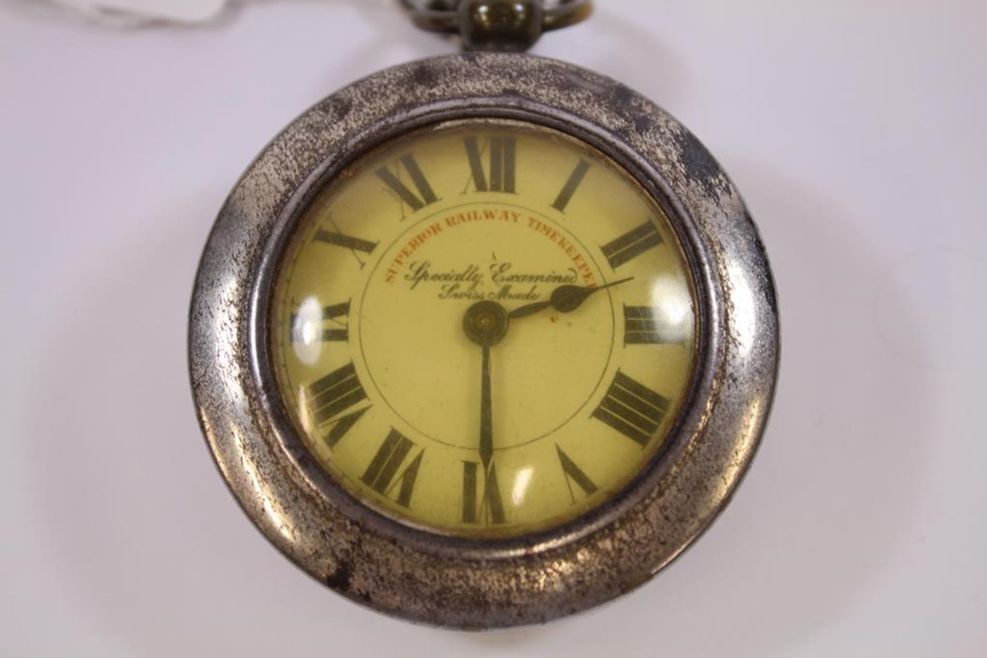 An early 20th Century silver cased key-wind Waltham Pocket Watch Birmingham 1909 (with silver chain) - Image 6 of 7