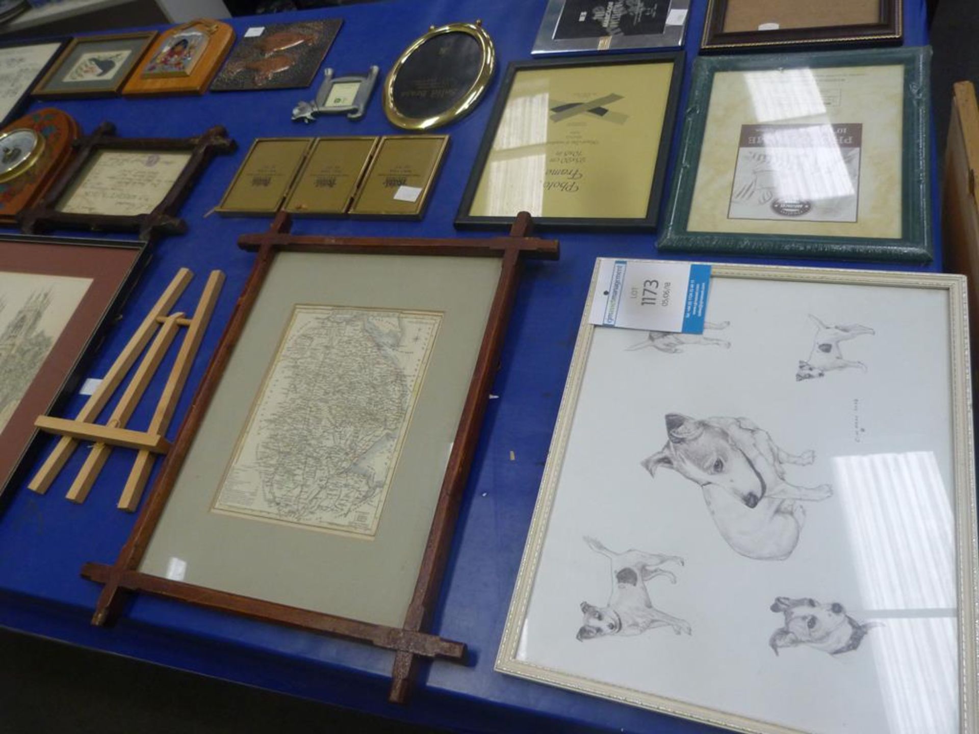 A Selection of Artwork To include Beaten Copper Fish, Triptic Photoframe, ''Pen and Ink'' Drawing,