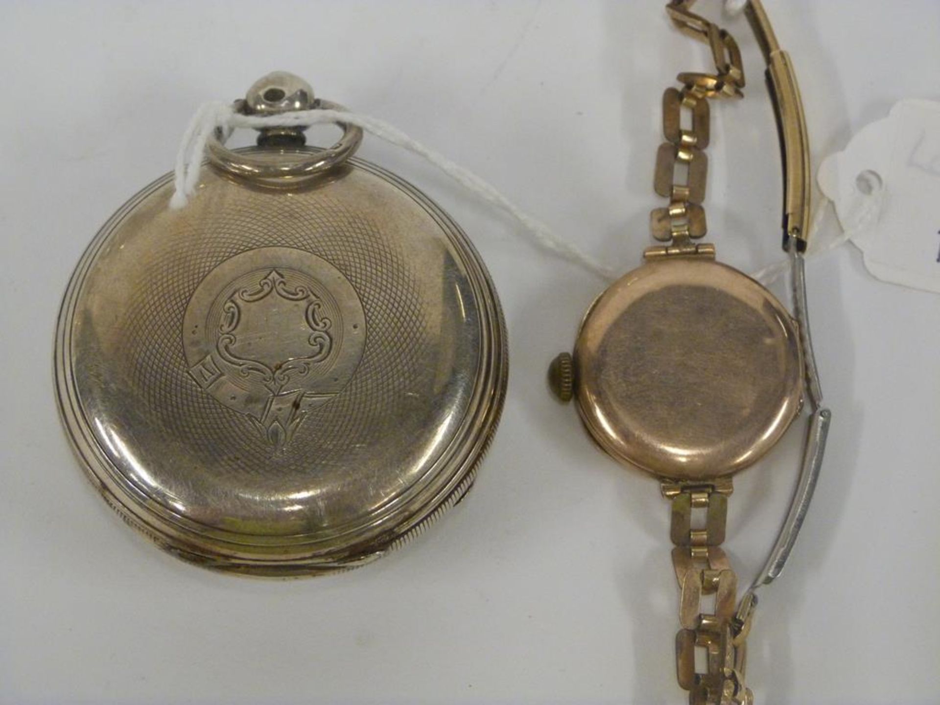 A Victorian Silver Cased Key Wind Pocket Watch, London 1873 together with a 9ct Gold Wrist Watch. ( - Image 5 of 6