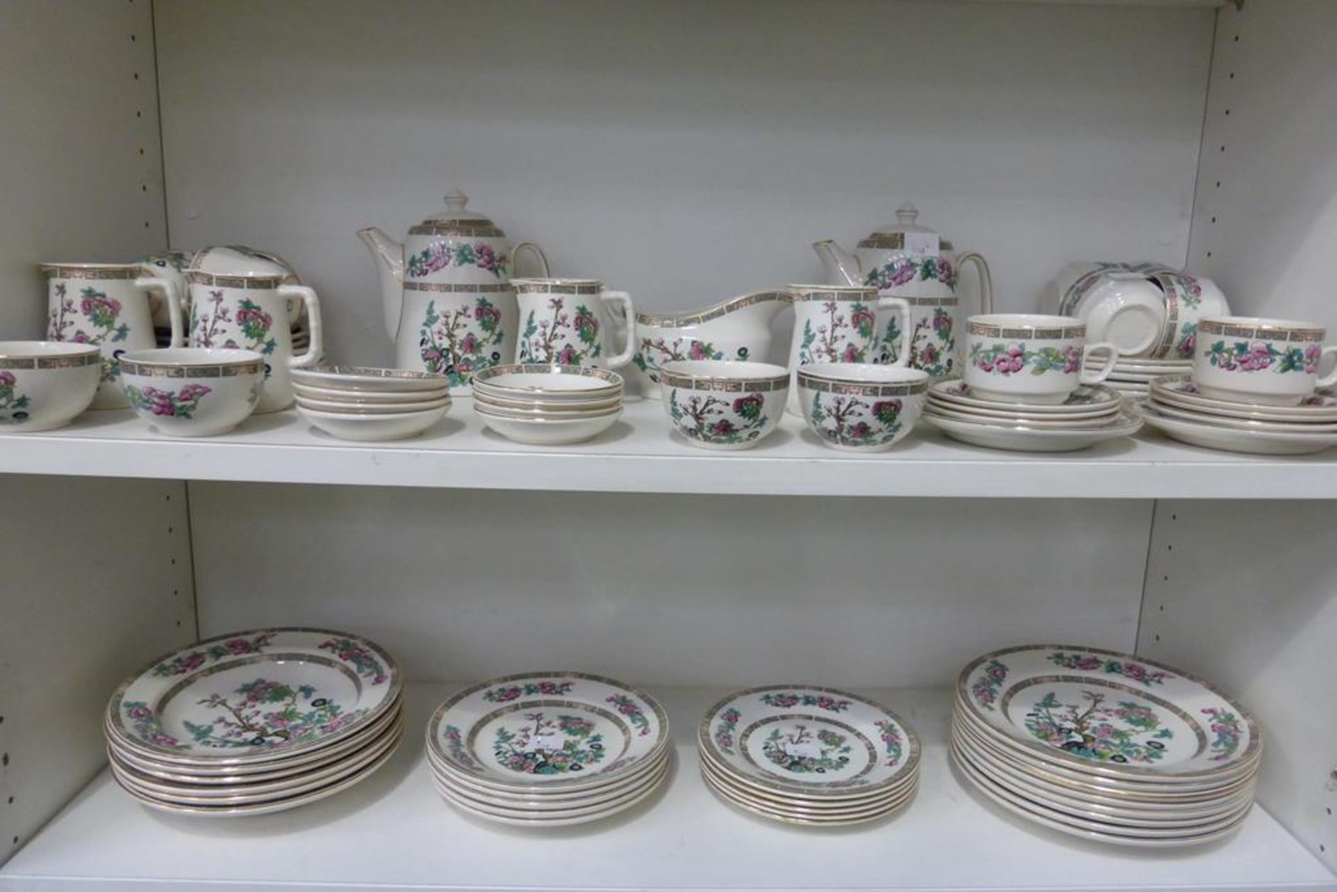 A large Sampson Bridgewood Ironstone Coffee/Dinner Service featuring coffeepots, coffee cans,