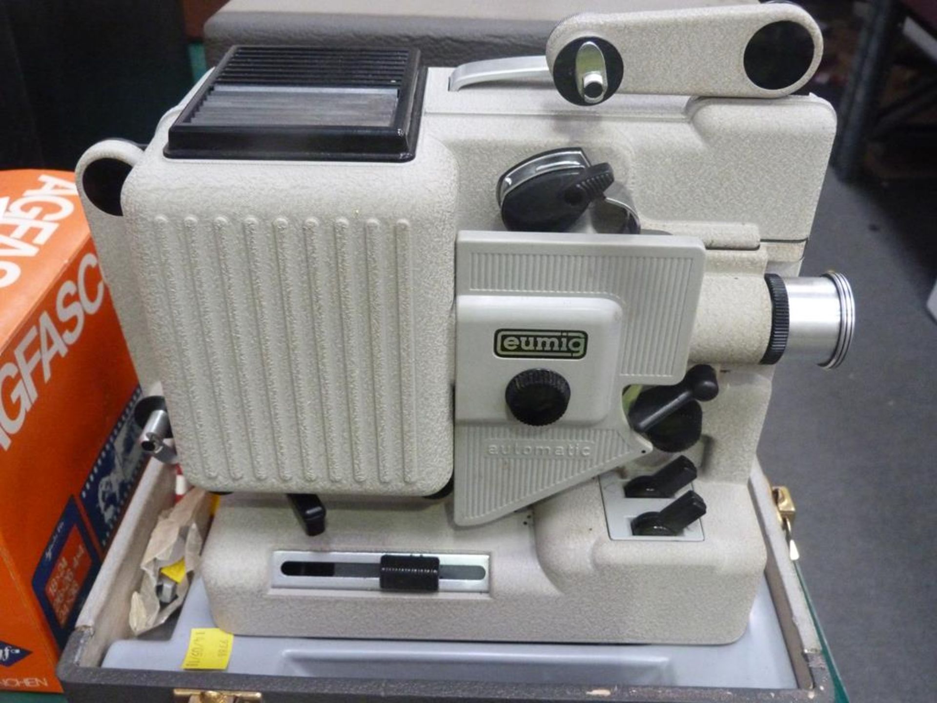 Two slide Projectors, two Screens and a box containing Colour Slides and equipment. Projectors - Image 2 of 10