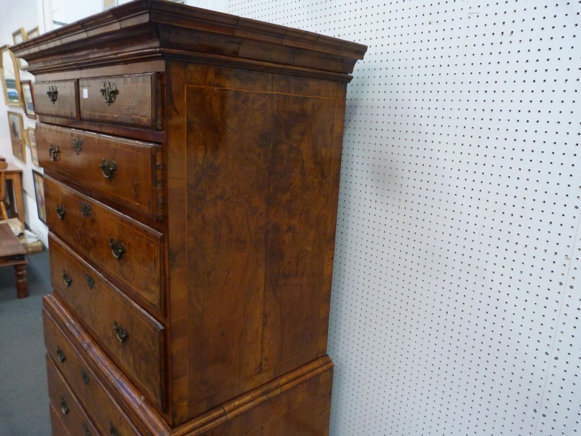 An 18th Century Walnut Tallboy of Small size with Inlaid Stringing to the Drawer Fronts; Two Short - Image 6 of 18