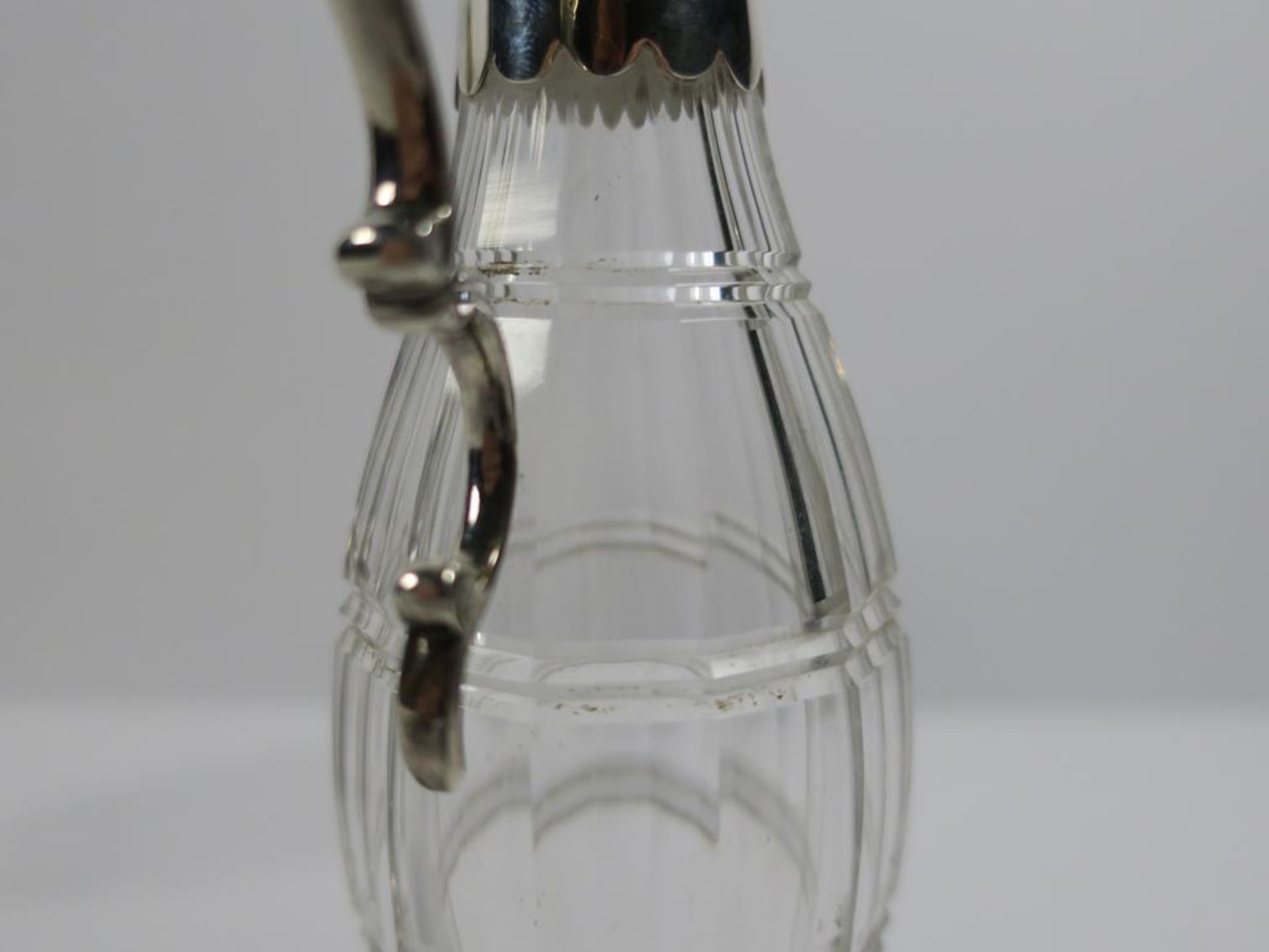 A pair of Victorian Scottish silver mounted ovoid cut glass Ewers with scroll handles and plain - Image 6 of 20