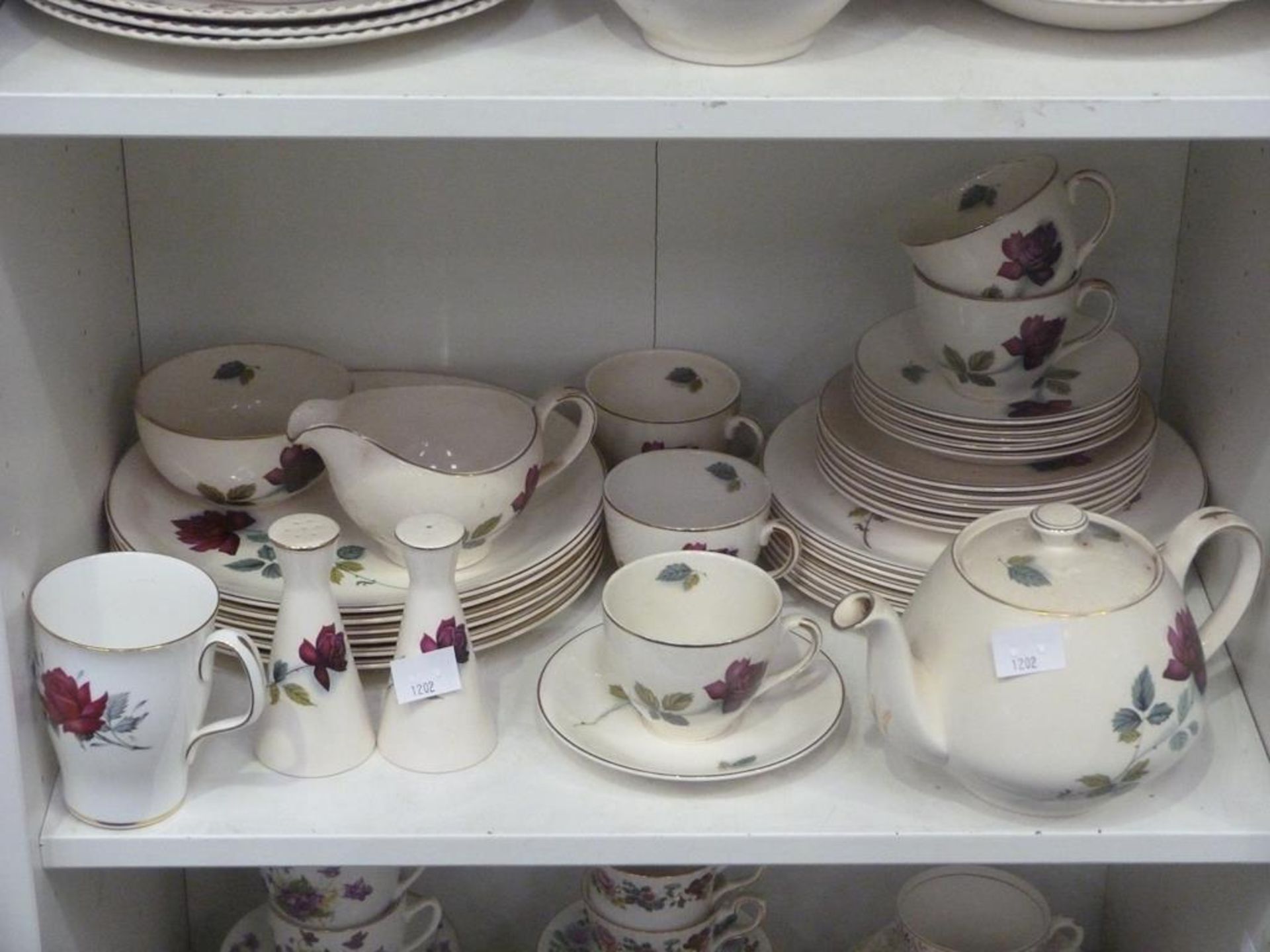 Three Shelves to contain an assortment of Tableware, including Johnson Bro's 'Old English' - Image 3 of 11
