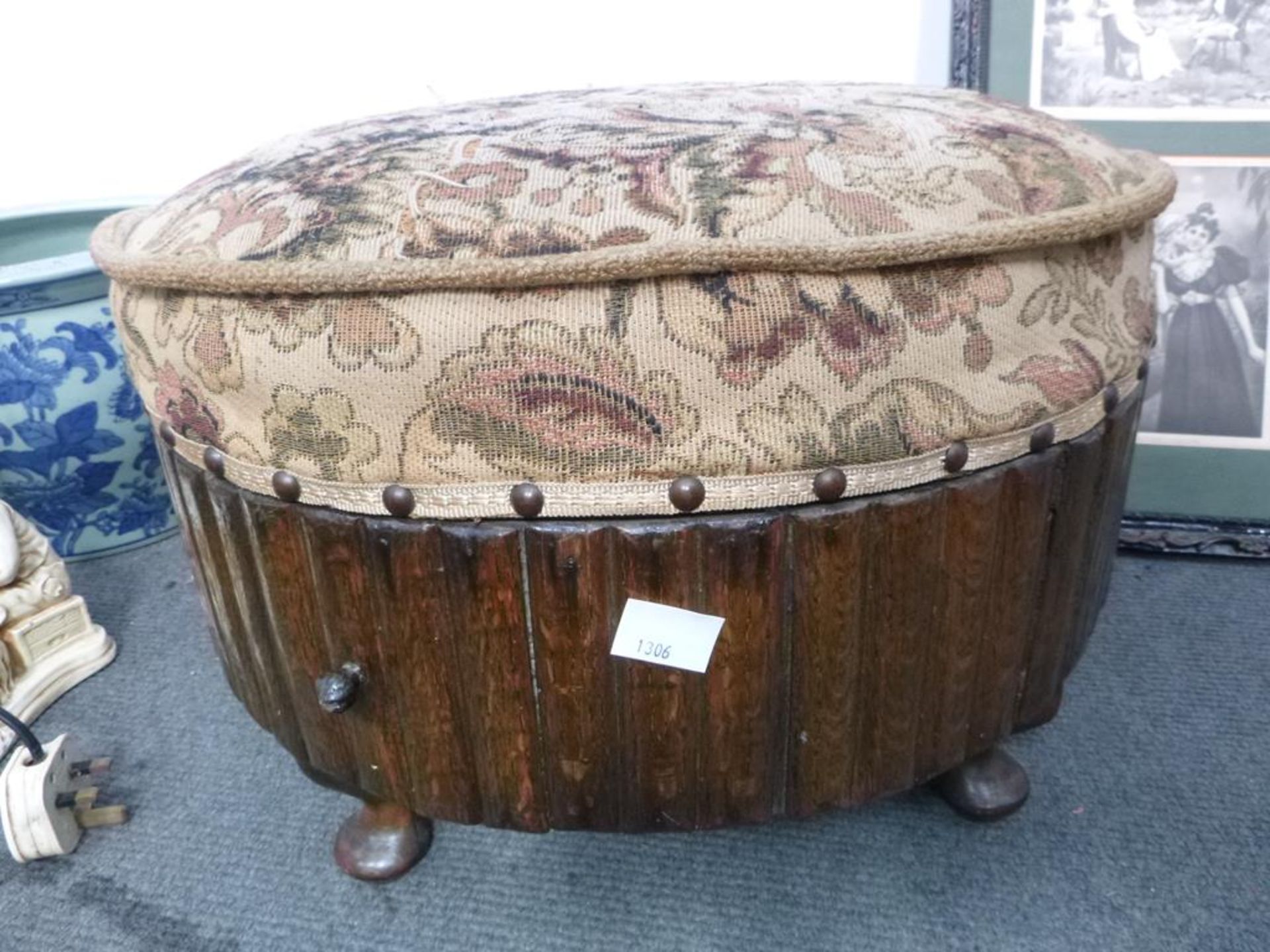 A mixed selection of collectable items to include a 45cm diameter Footstool with two Drawers with - Image 5 of 9