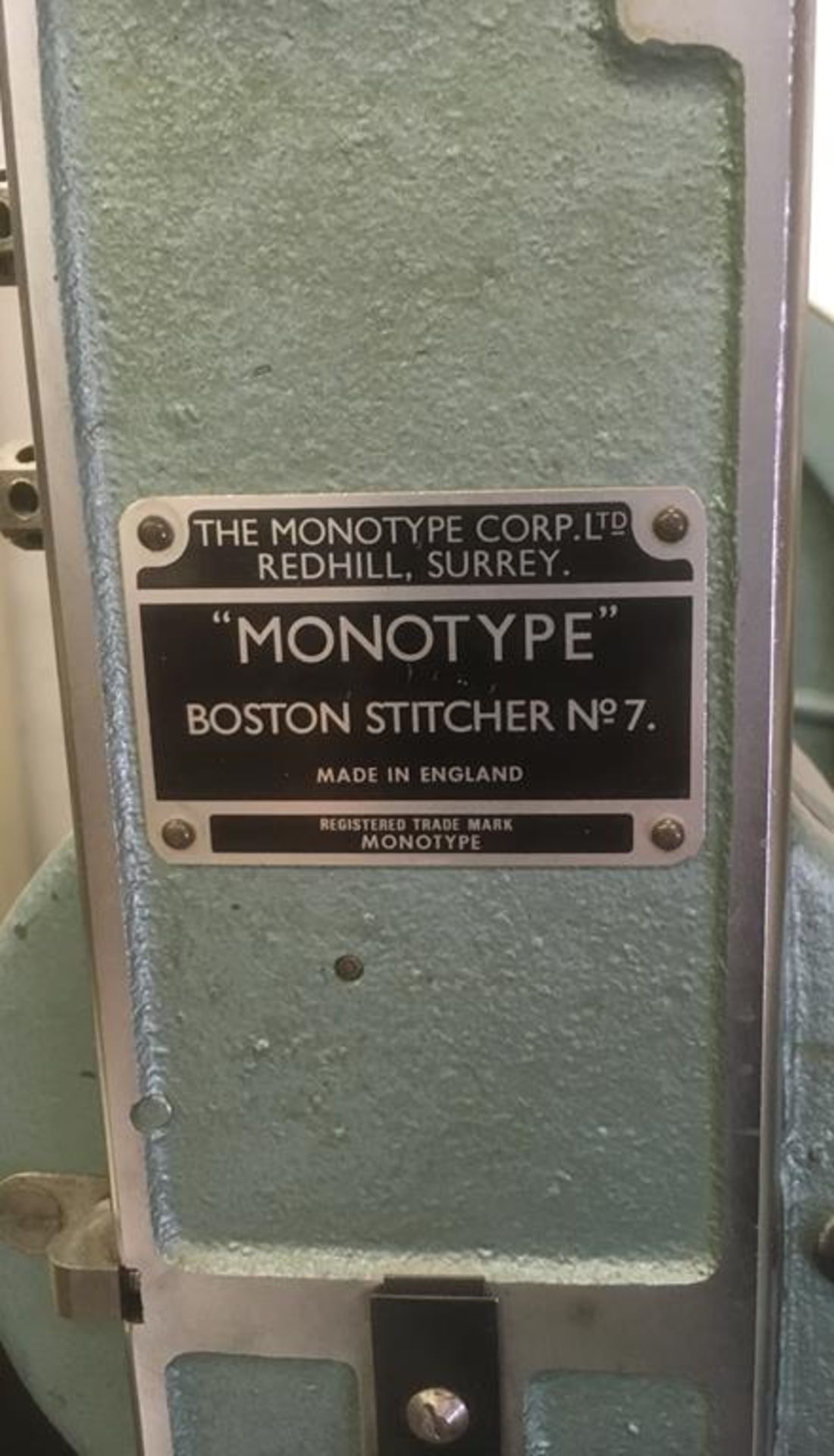 * Monotype Boston No 7 Twin Wire Stitcher. This lot is located at 174 Beverley Road, Hull, HU3 - Image 2 of 2