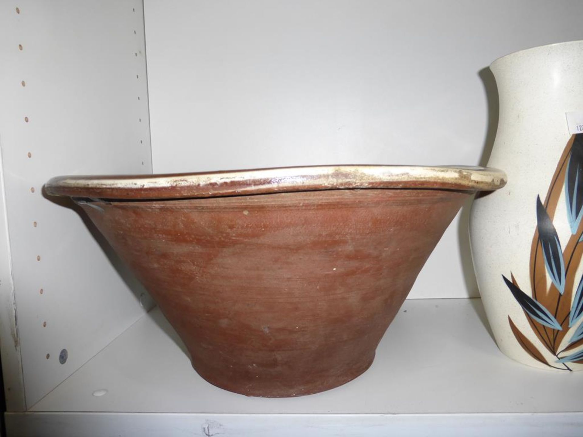 Two Pottery Bowls, One larger than the other, and a Pottery Vase. (Est £20 - £40) - Image 2 of 4