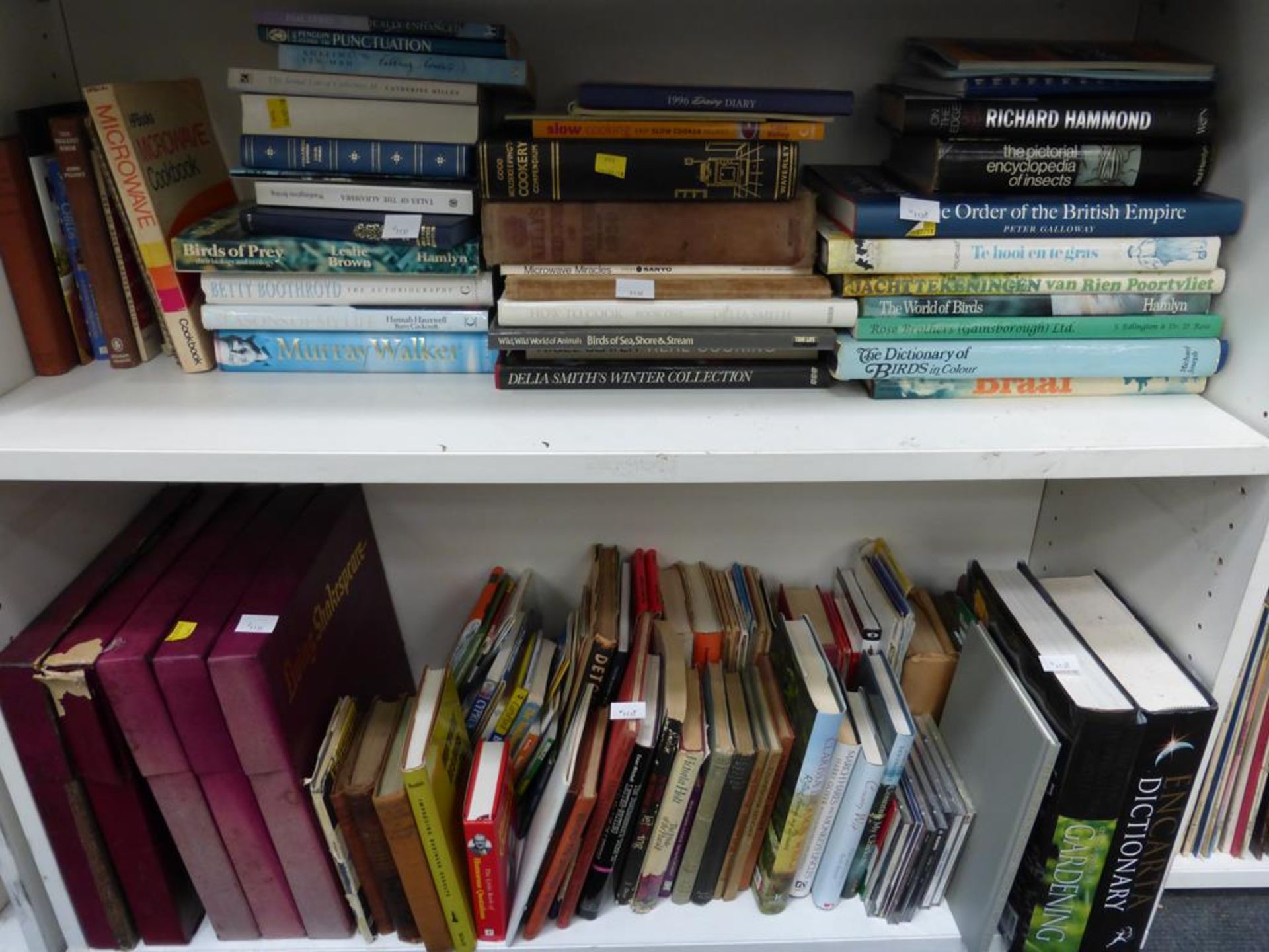 Two shelves to contain a selection of Books, subjects including Birds, Cooking, History etc. Also