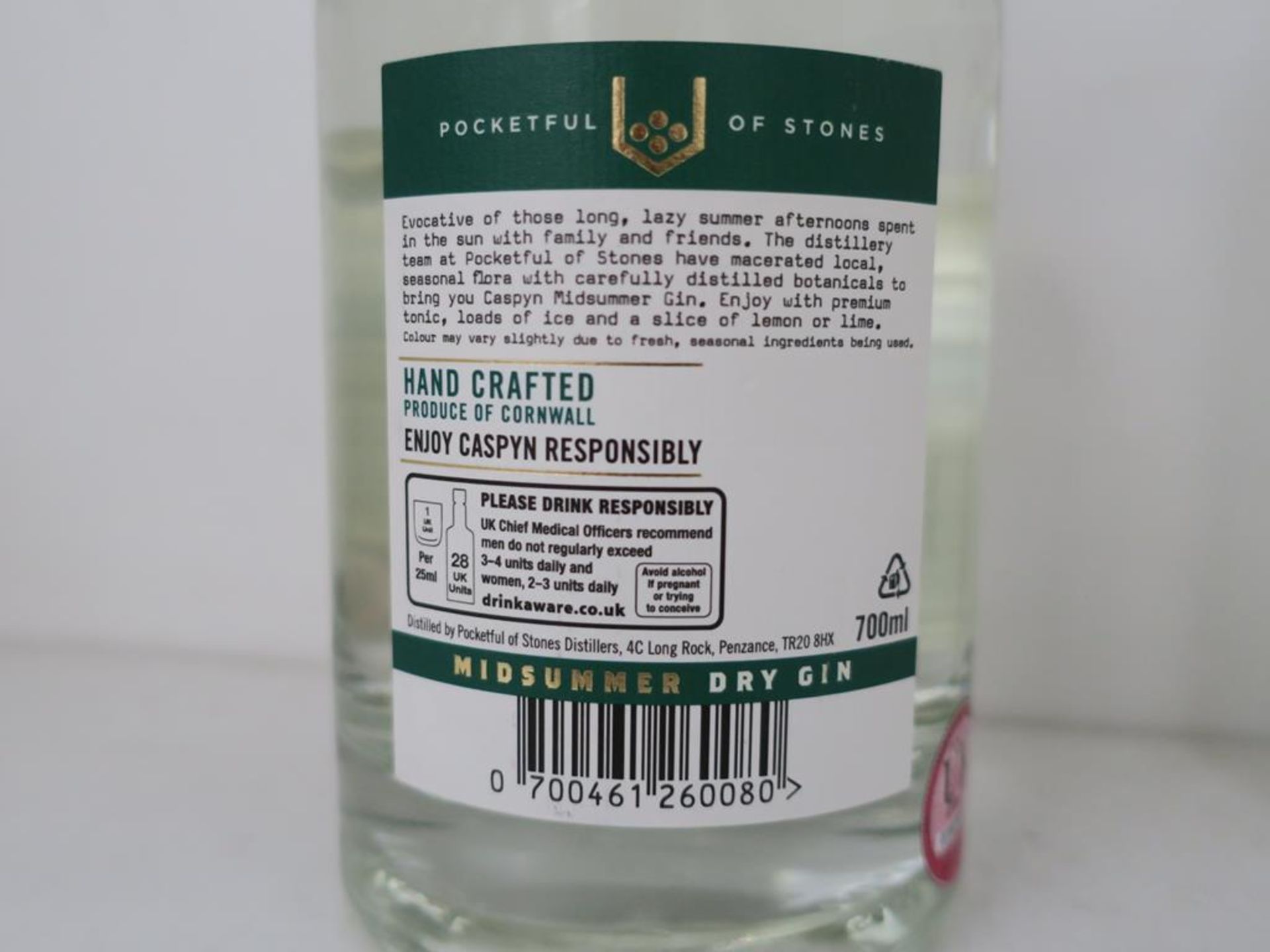 * Three bottles of Gin: a 70cl bottle of Caspyn Midsummer Dry Gin 40% vol, a 70cl bottle of 987 - Image 5 of 7