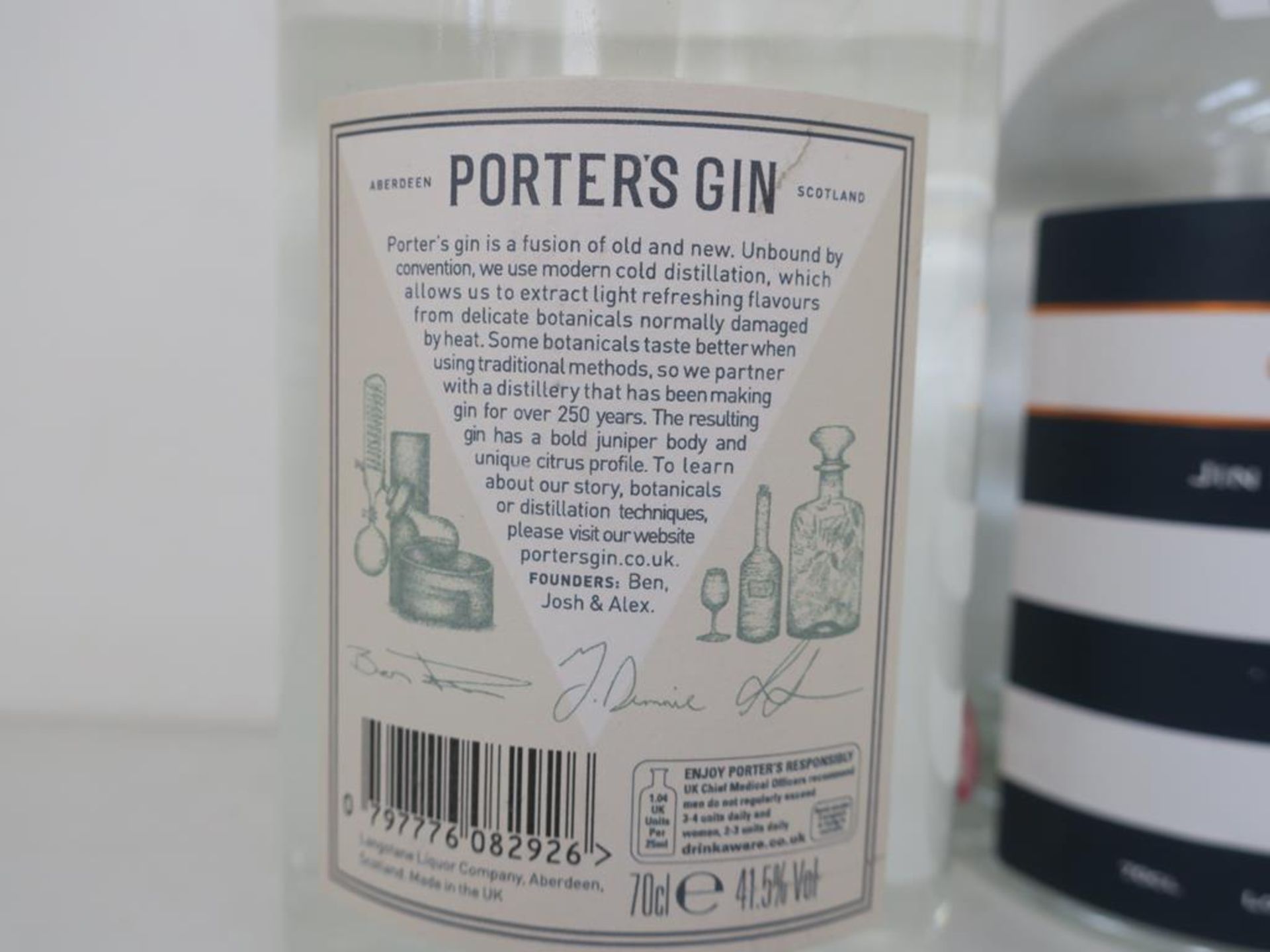 * Three bottles of Gin: a 70cl bottle of Porters Gin 41.5% vol, a 70cl bottle of St George Terroir - Image 3 of 7
