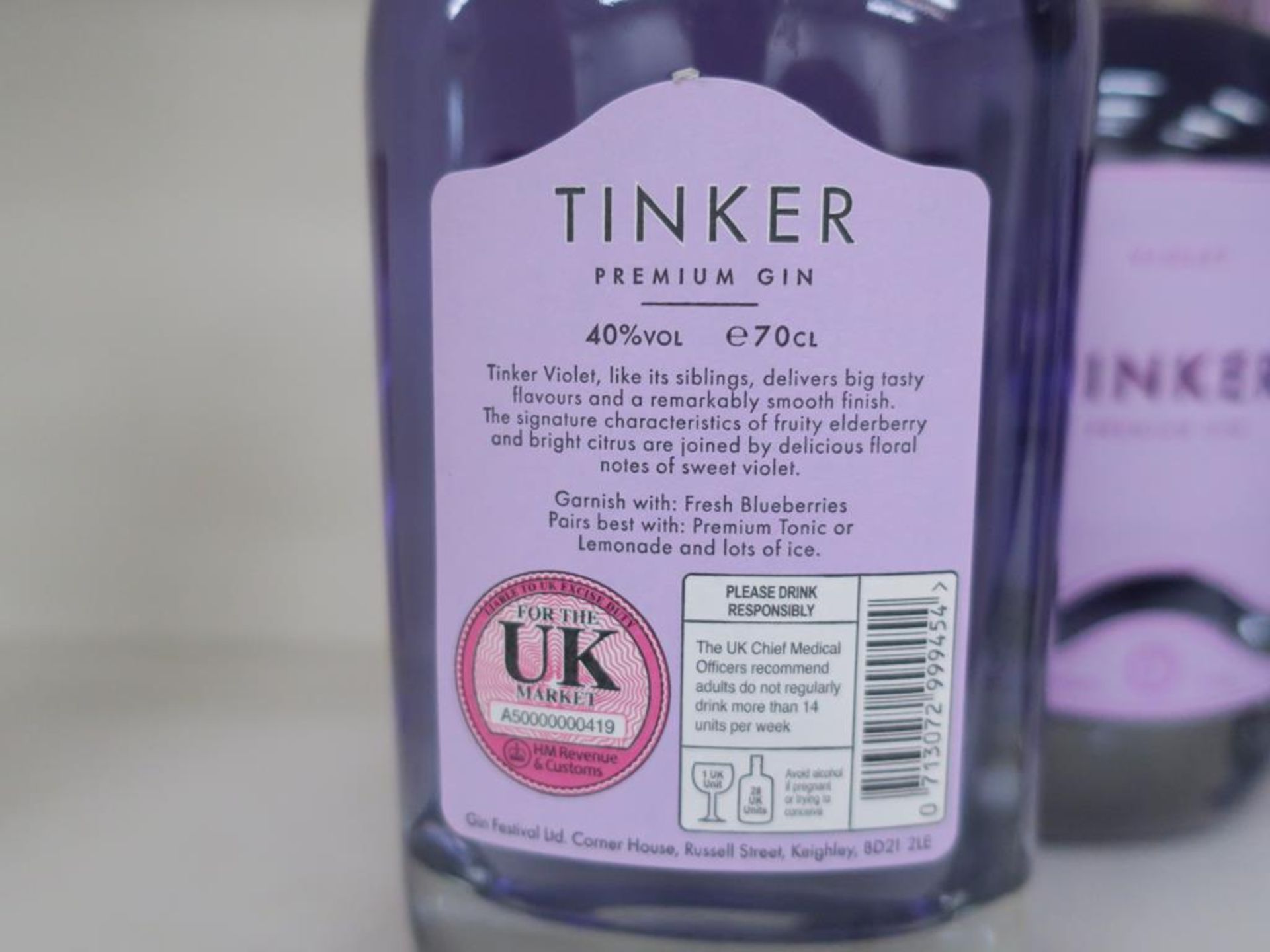 * A Box of Tinker 'Violet Gin 6 x 70cl 40% Vol (RRP £210) - Image 3 of 3