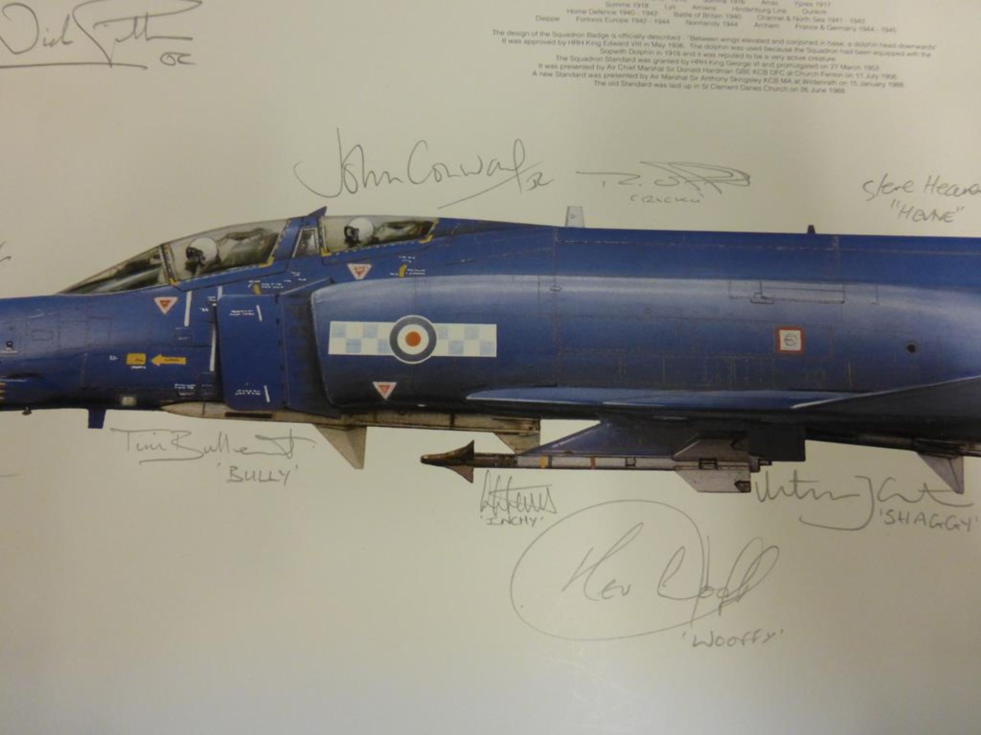 A lot to include: an unframed Print of ''USA F16 'A' Leeuwarden'', signed by two Pilots and Crew - Image 14 of 17