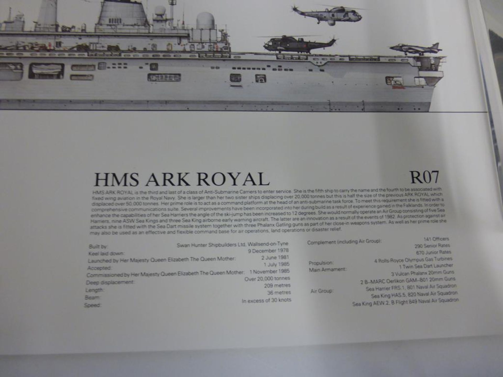 A lot to include: an unframed Print of ''H.M.S. Ark Royal R09'' by Dugald Cameron, unsigned, an - Image 17 of 23