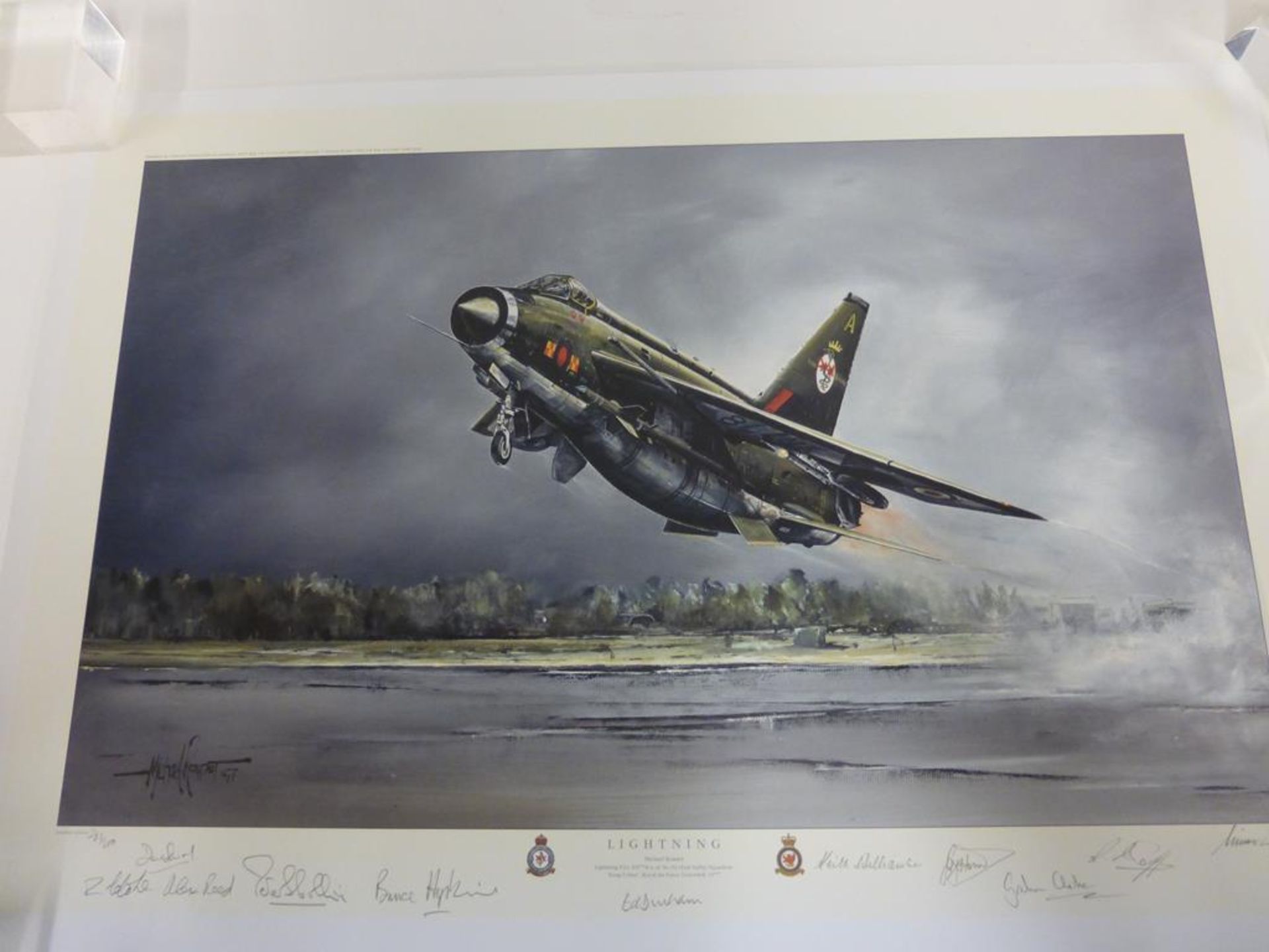 A lot to include an unframed Print of ''Desert Storm Puma HCI'', signed by sixteen and an unframed