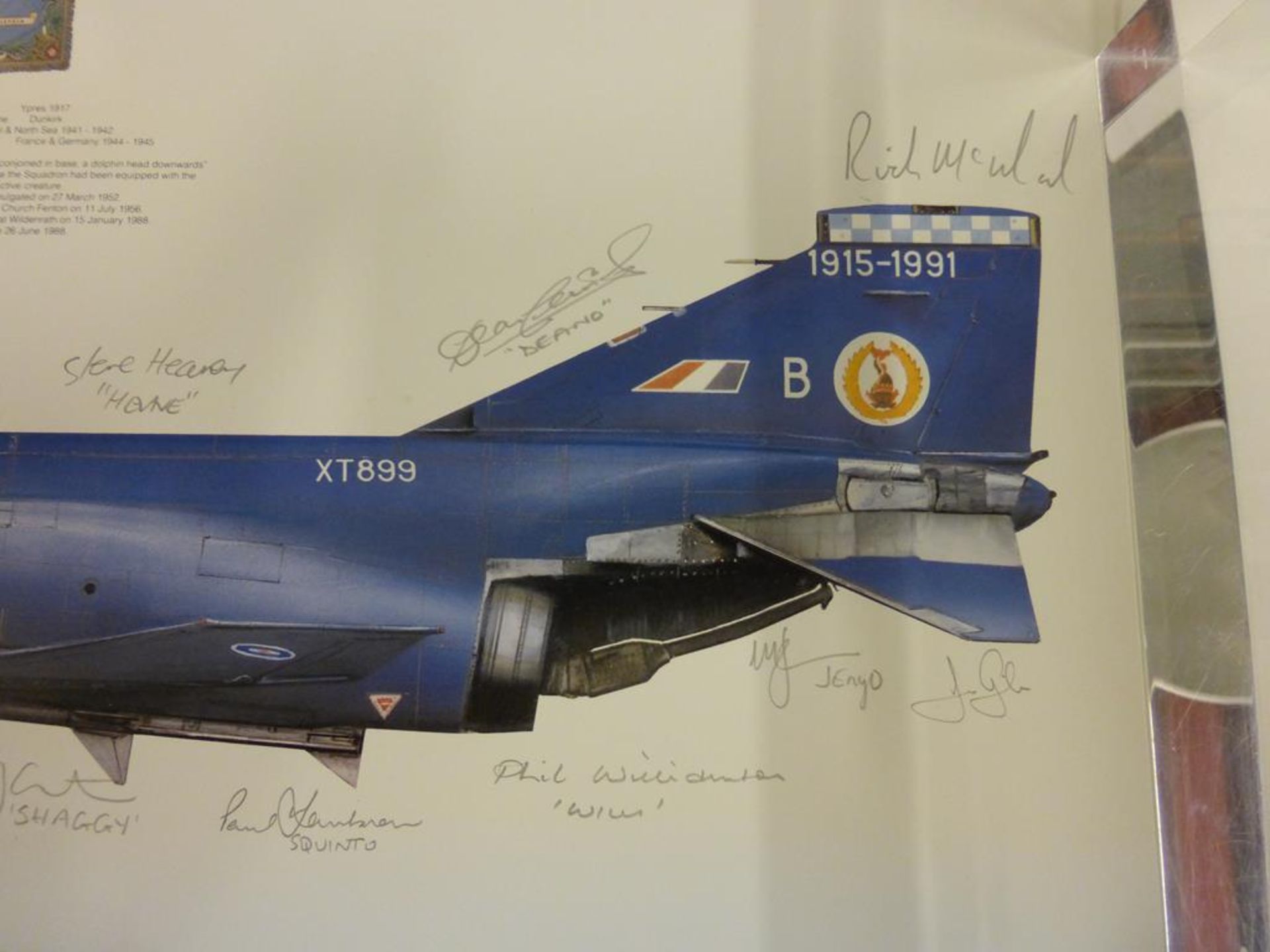 A lot to include: an unframed Print of ''USA F16 'A' Leeuwarden'', signed by two Pilots and Crew - Image 12 of 17