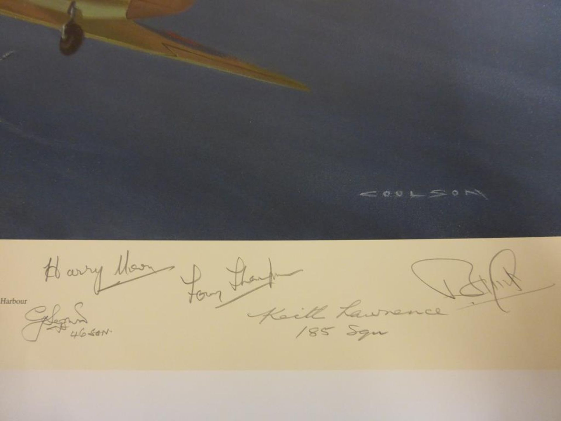 An unframed Print of ''Merlins Over Malta'' by Gerald Coulson, signed by eight (200/200) (est. £80- - Image 4 of 6