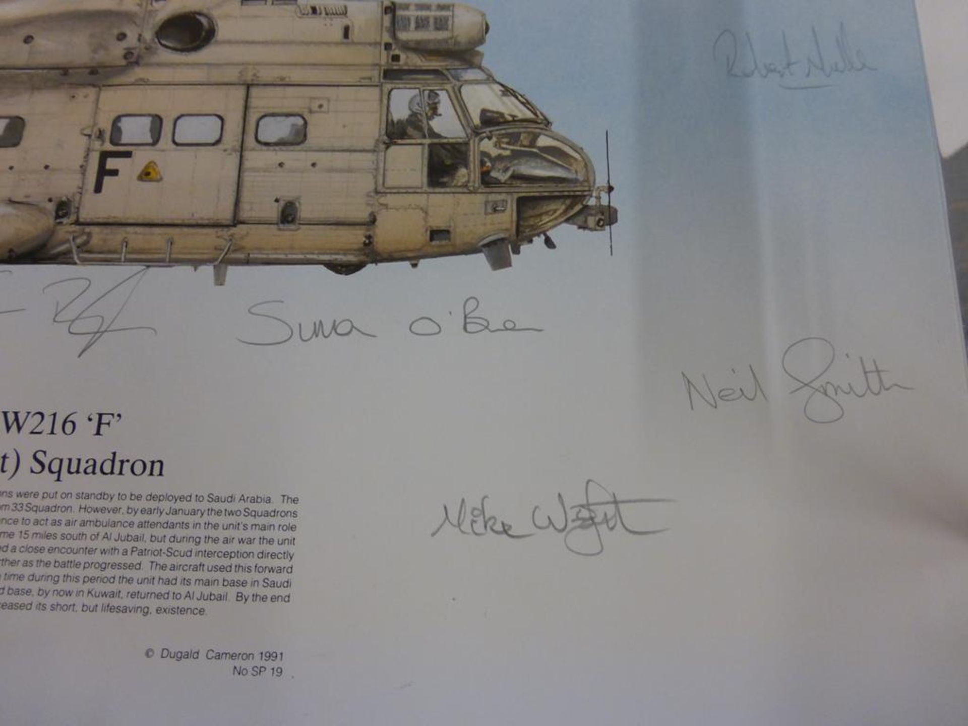 A lot to include an unframed Print of ''Desert Storm Puma HCI'', signed by sixteen and an unframed - Image 10 of 14