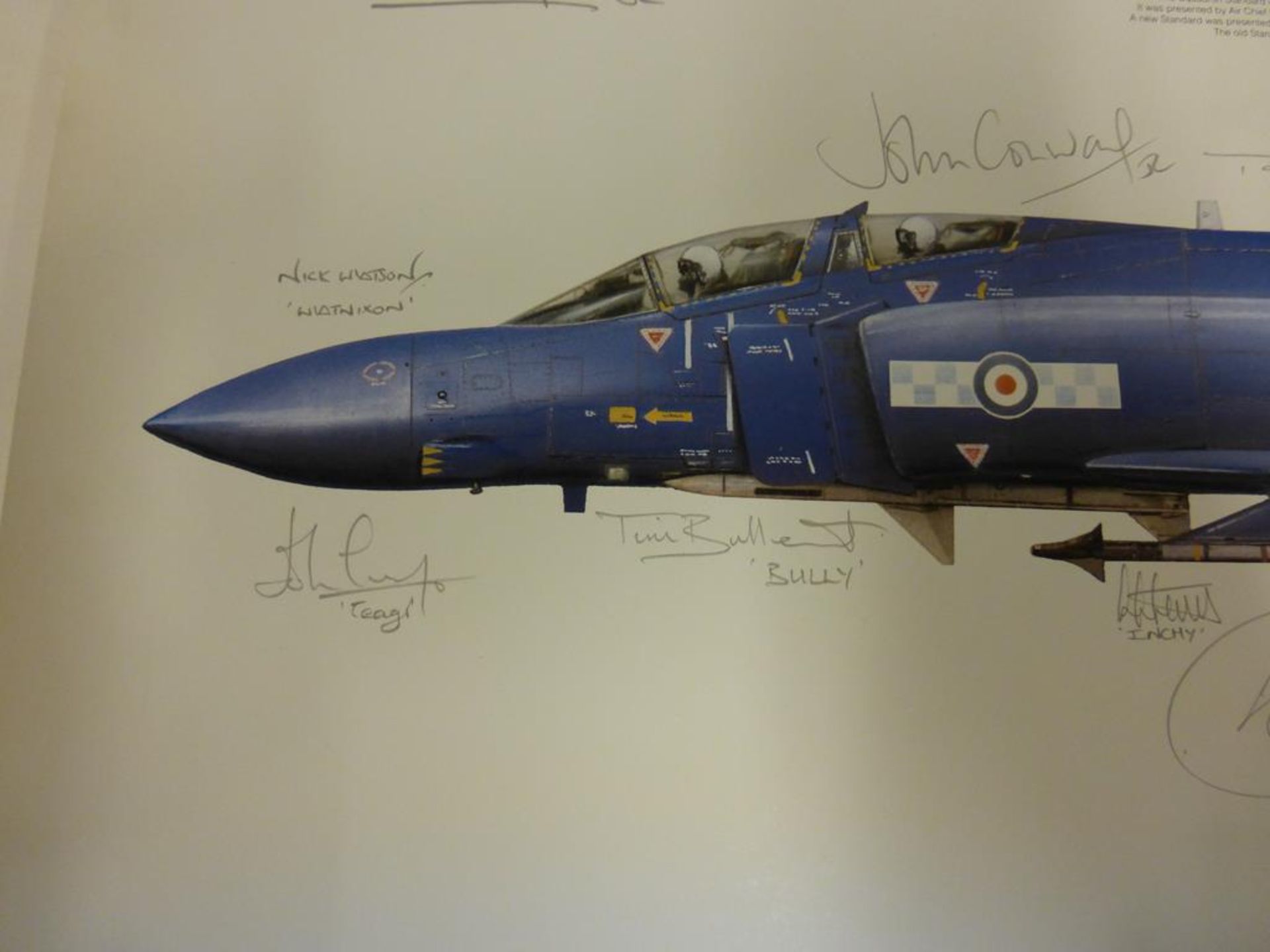 A lot to include: an unframed Print of ''USA F16 'A' Leeuwarden'', signed by two Pilots and Crew - Image 15 of 17