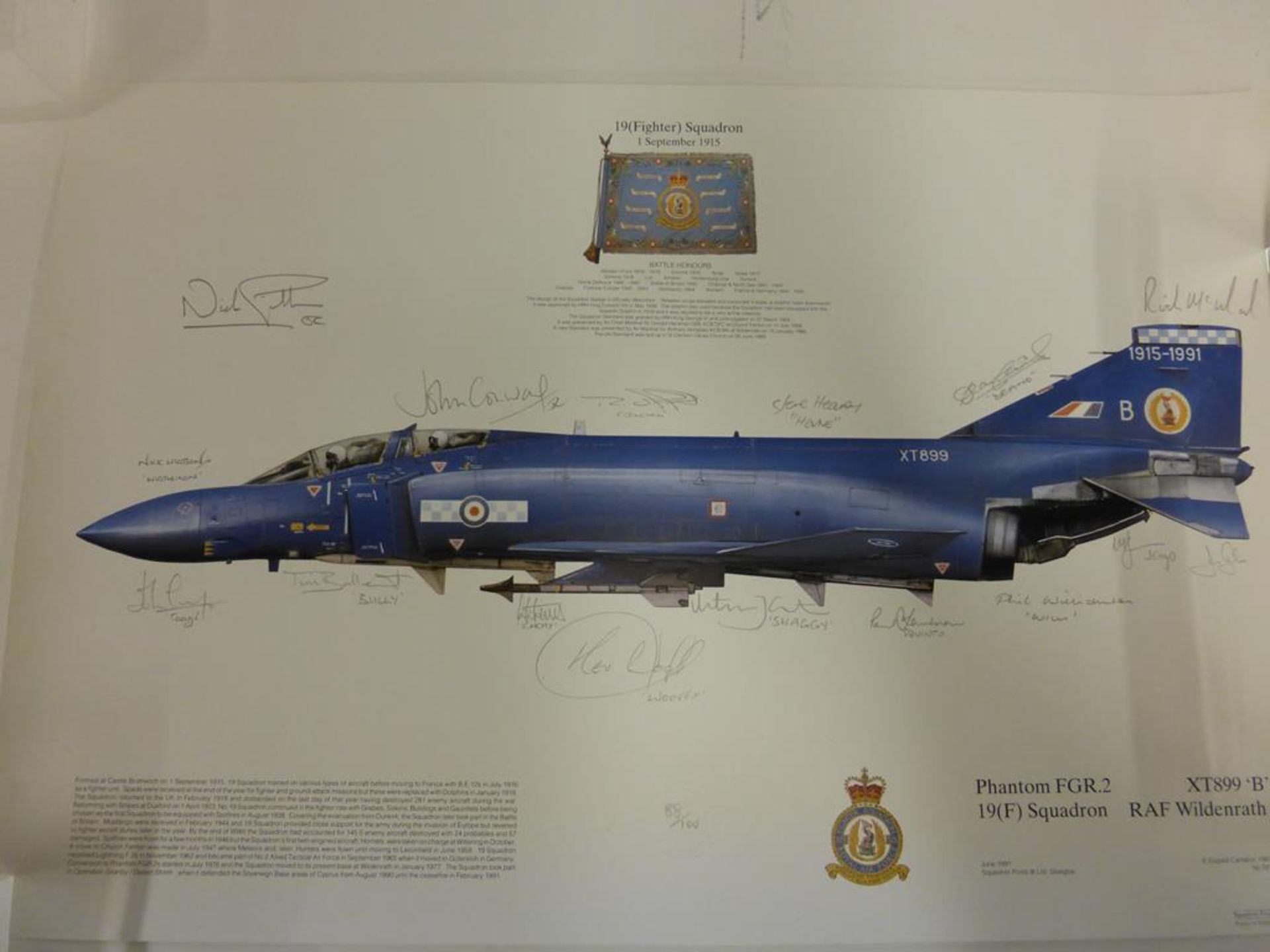 A lot to include: an unframed Print of ''USA F16 'A' Leeuwarden'', signed by two Pilots and Crew - Image 10 of 17