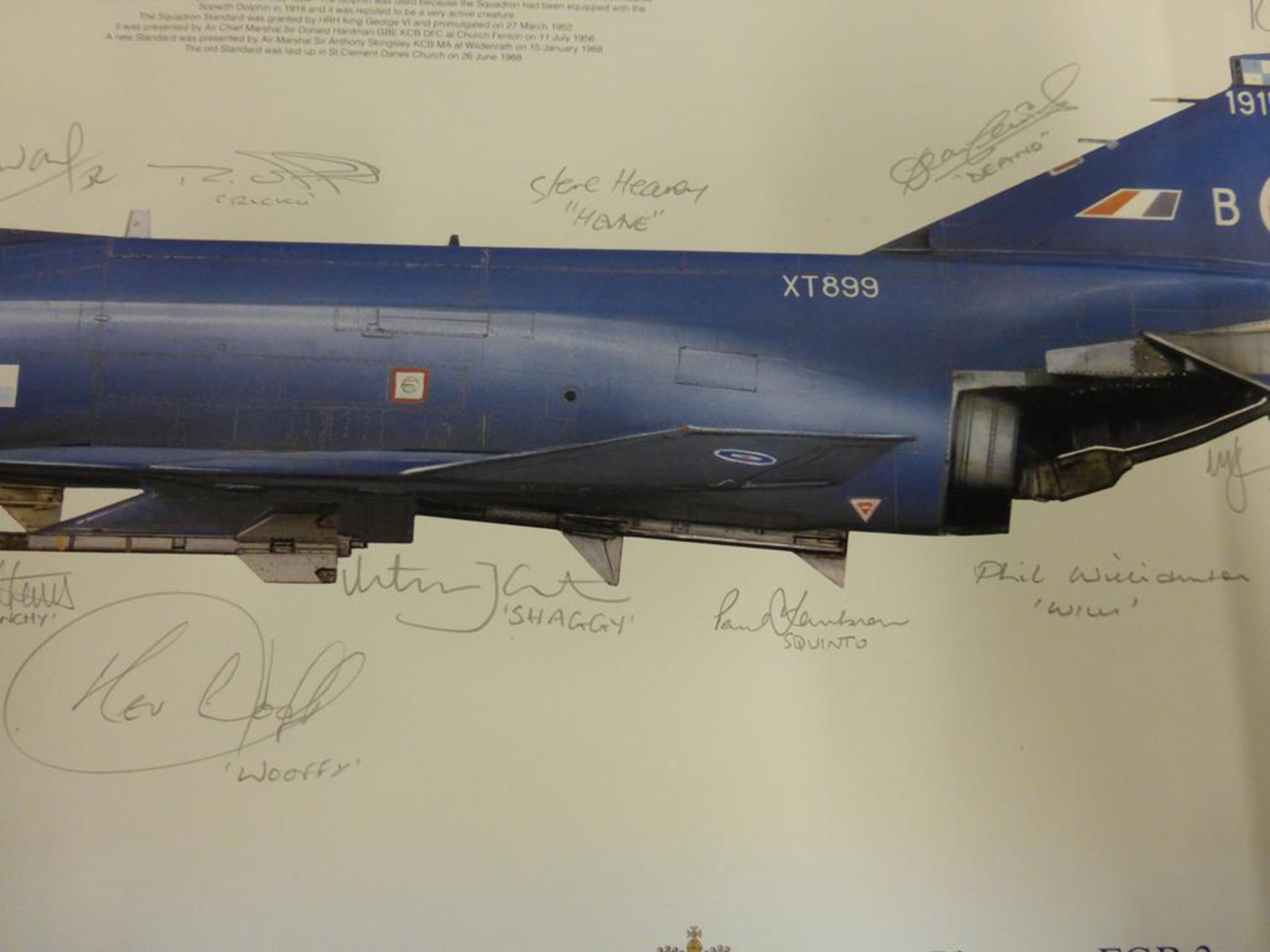 A lot to include: an unframed Print of ''USA F16 'A' Leeuwarden'', signed by two Pilots and Crew - Image 13 of 17