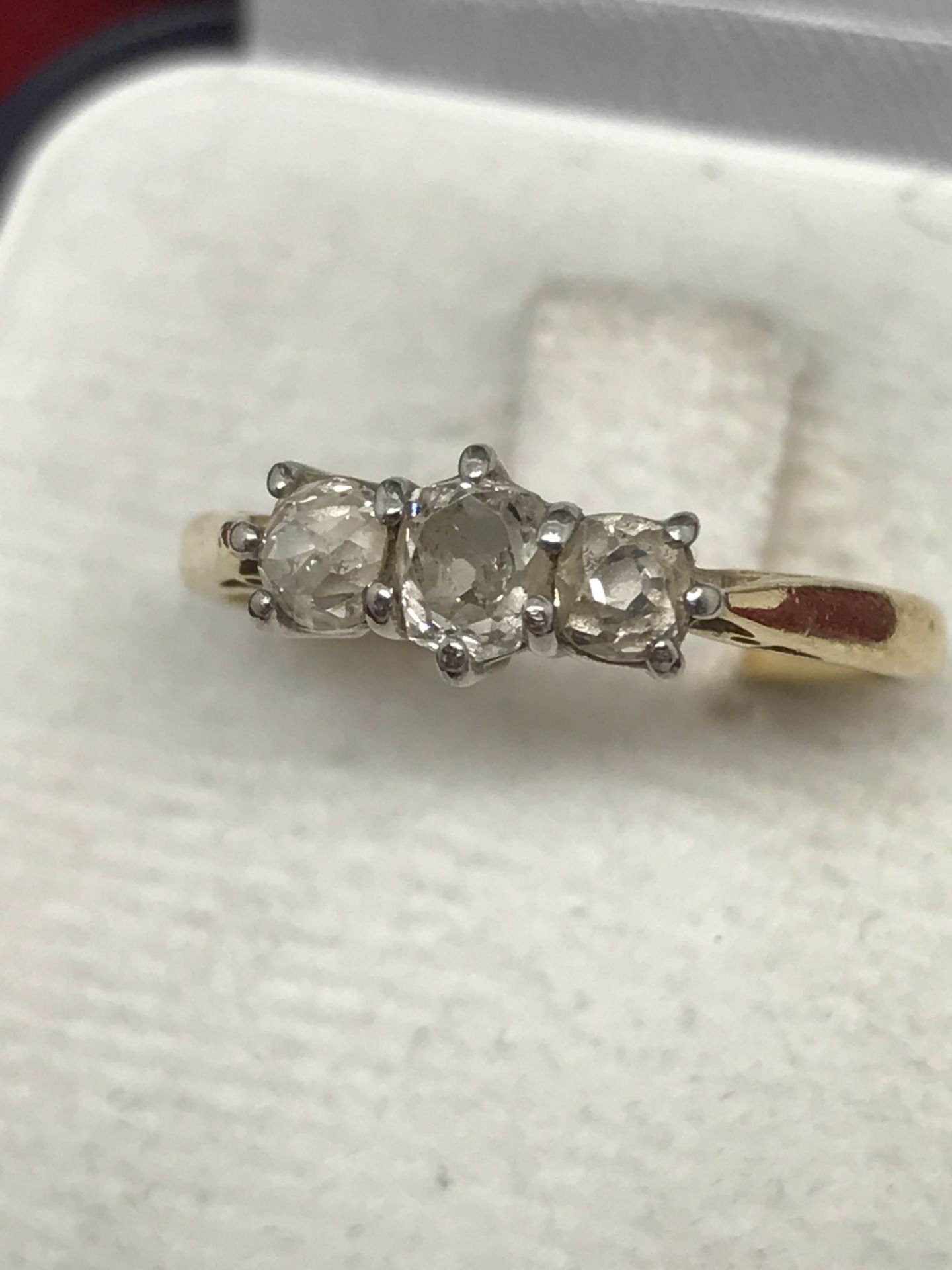18ct GOLD OLD CUT DIAMOND'S TRILOGY RING - Image 2 of 2