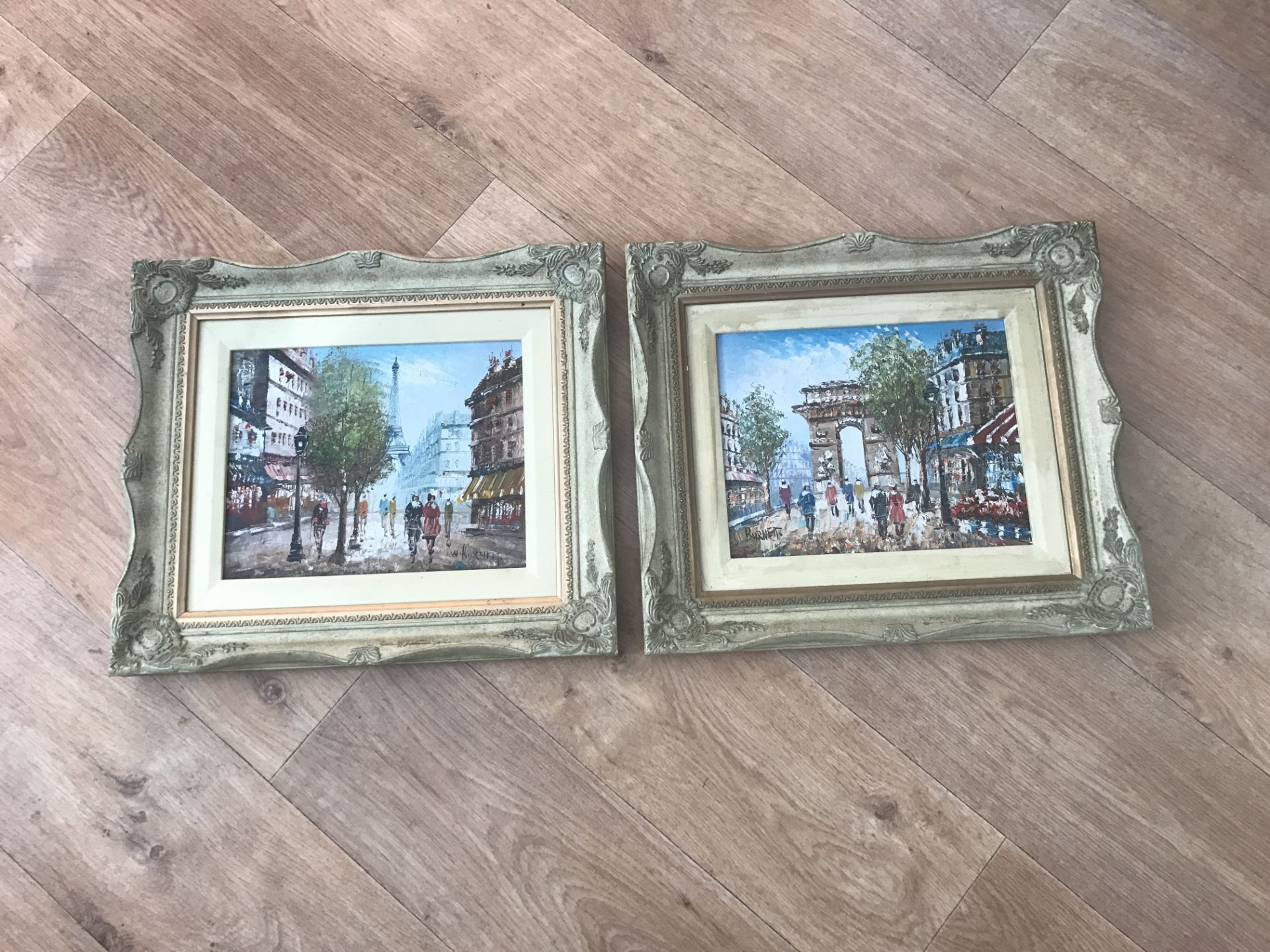 PAIR OF FRAMED FRENCH SCENE SIGNED PAINTINGS
