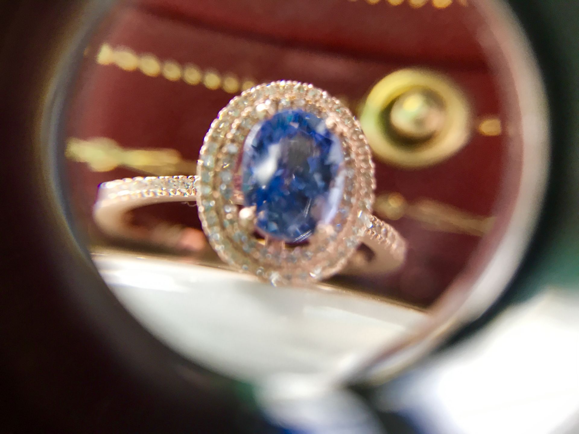 *Beautiful* 2.43ct Blue Sapphire & Micropavé Diamond Double Halo Ring