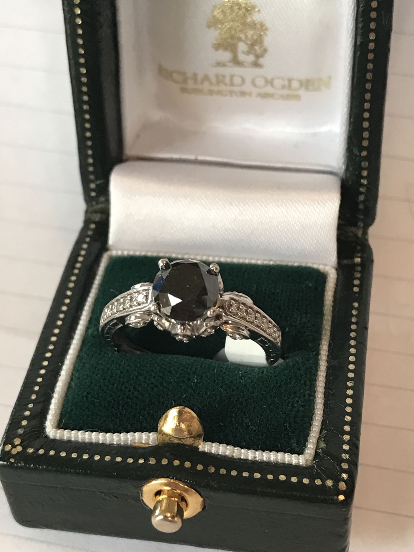 9ct GOLD BLACK/WHITE DIAMOND RING 2.0ct TOTAL