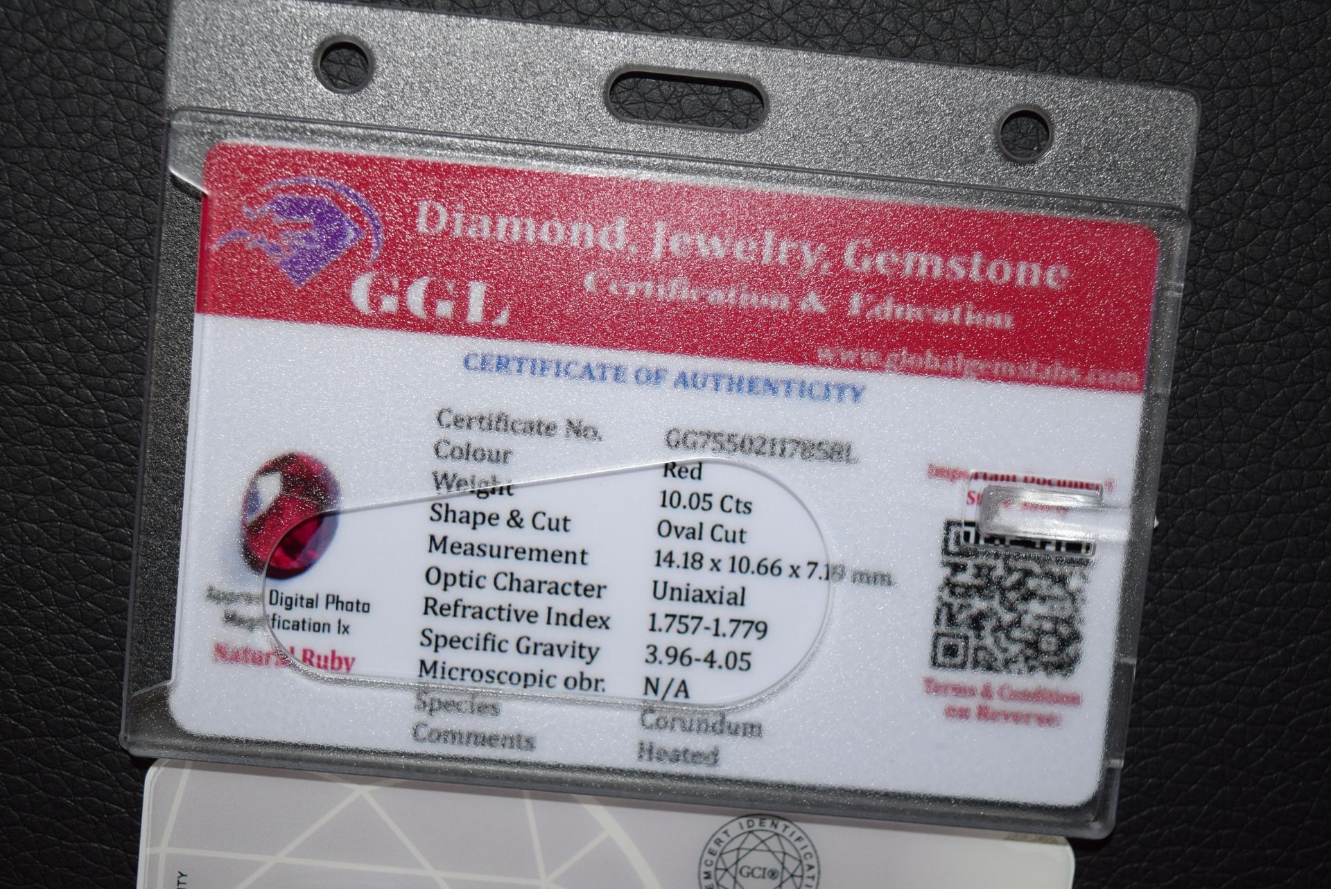 10.05 CT RUBY (GGL/ GCIR CERTIFICATION/ REPORT) - Image 4 of 5