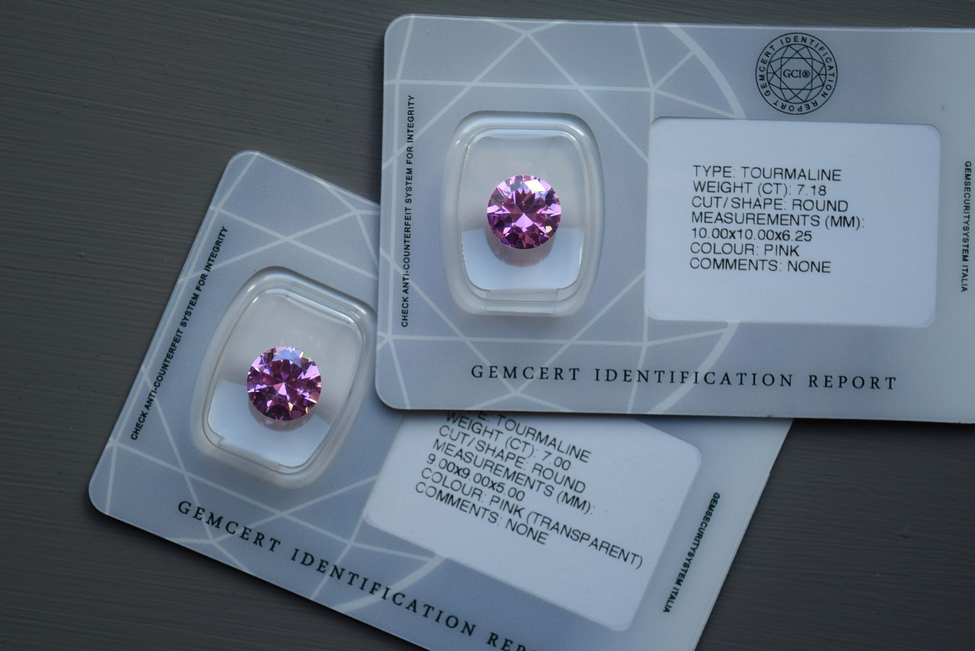 7.18CT & 7.00CT PINK TOURMALINE