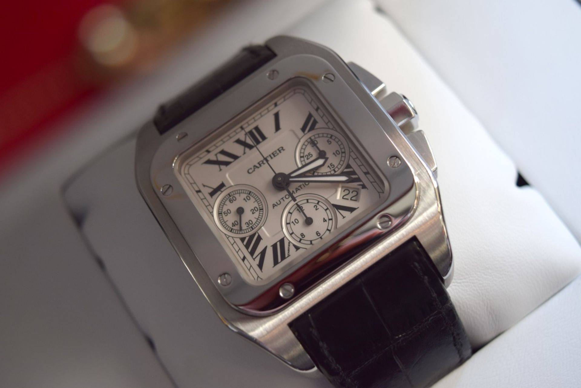 Steel Cartier Santos 100 XL Chronograph W20090X8