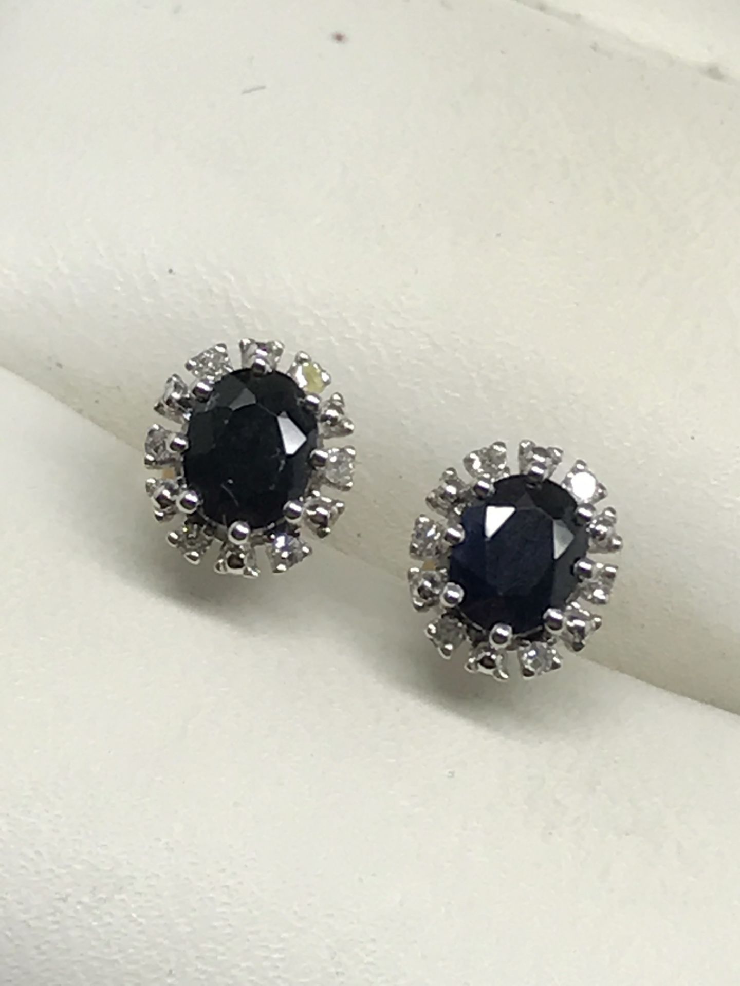 9ct GOLD SAPPHIRE & DIAMOND EARRINGS