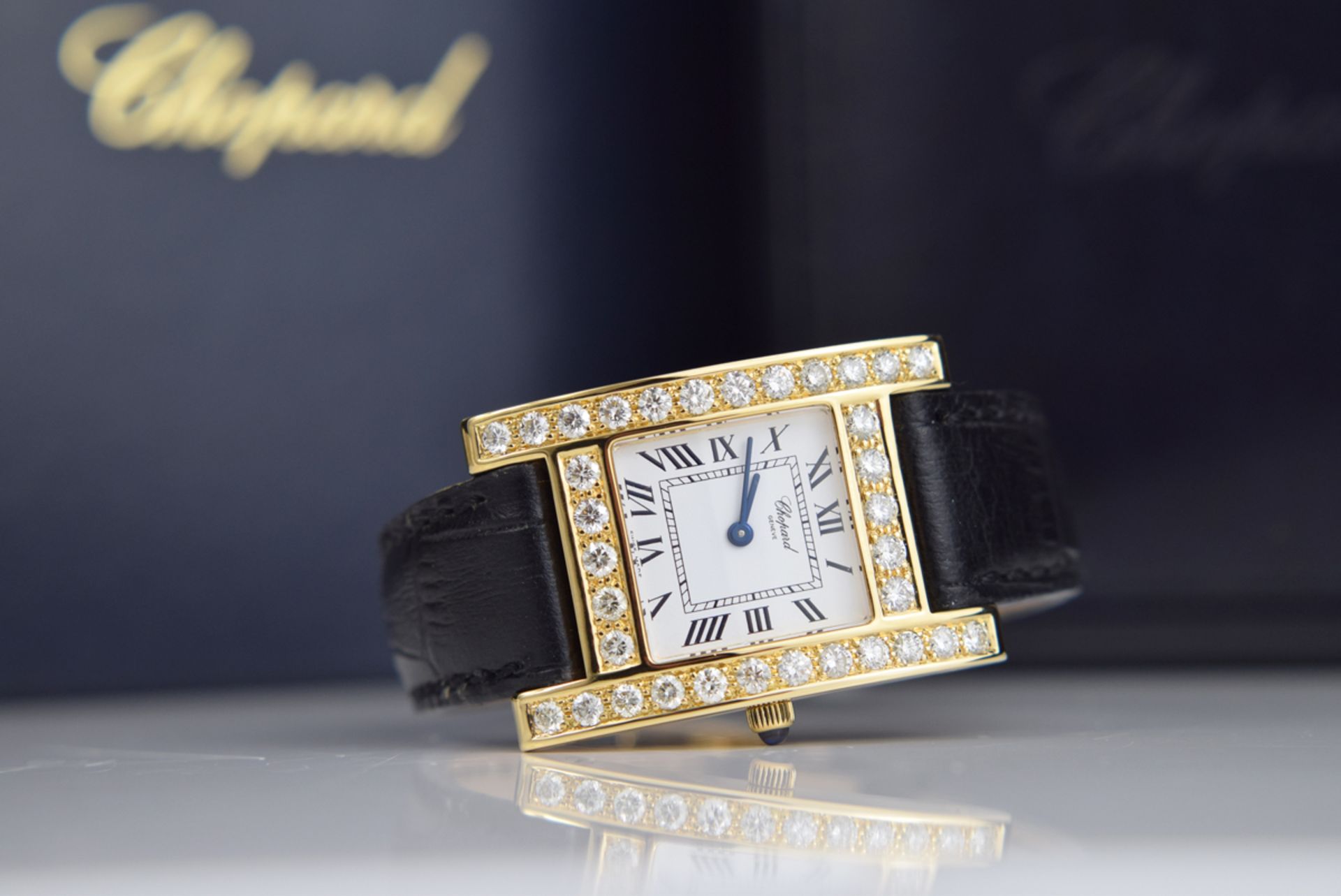 ❤ CHOPARD - DIAMOND 'H' / YOUR HOUR - 18K GOLD with DIAMOND SET CASE