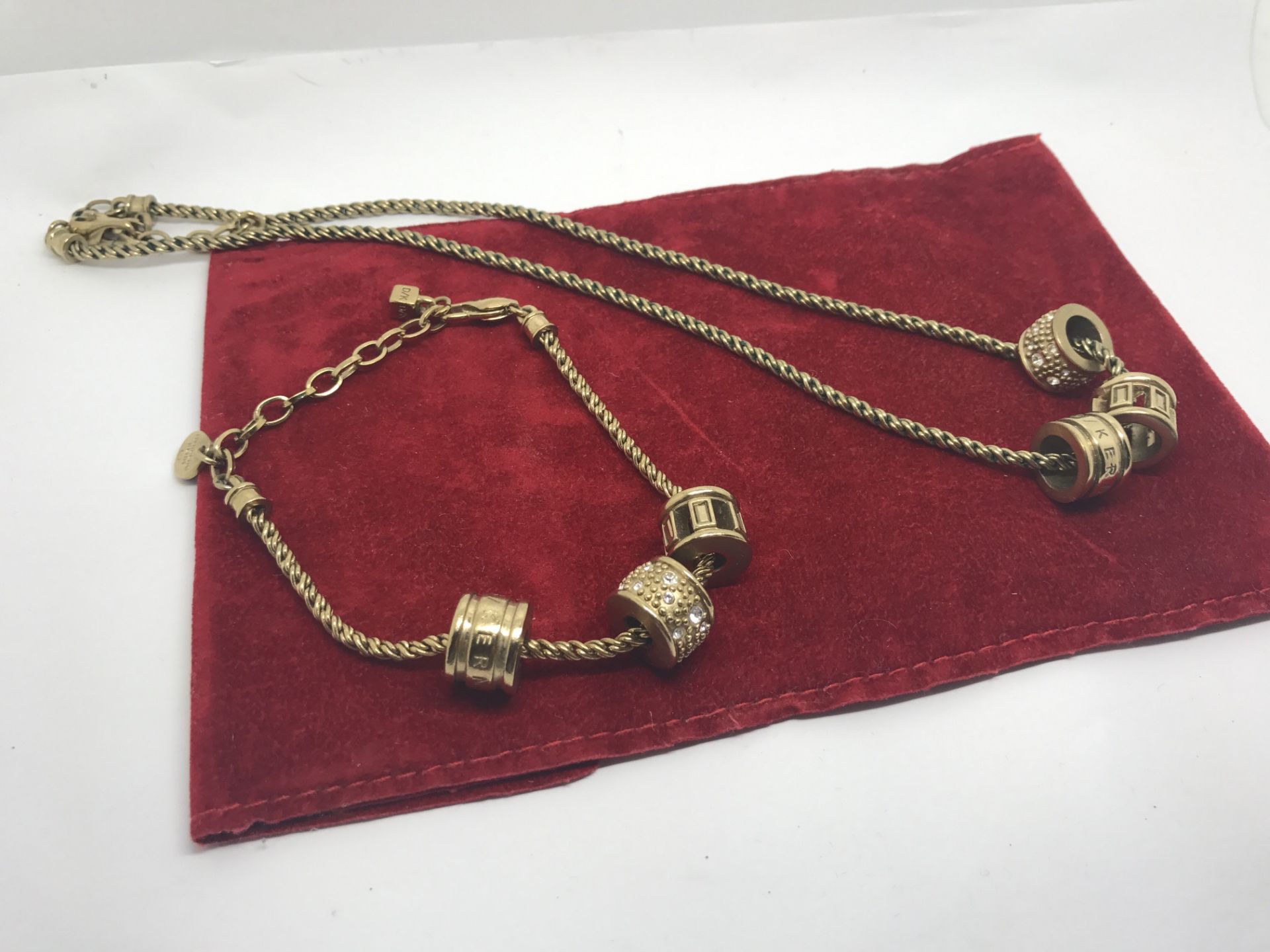 GOLD COLOURED CHARM NECKLACE & BRACELET