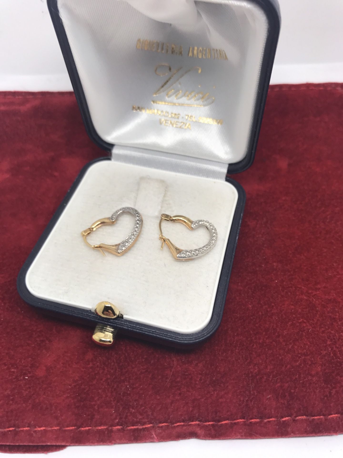 9ct GOLD HEART SHAPED EARRINGS - Image 2 of 2