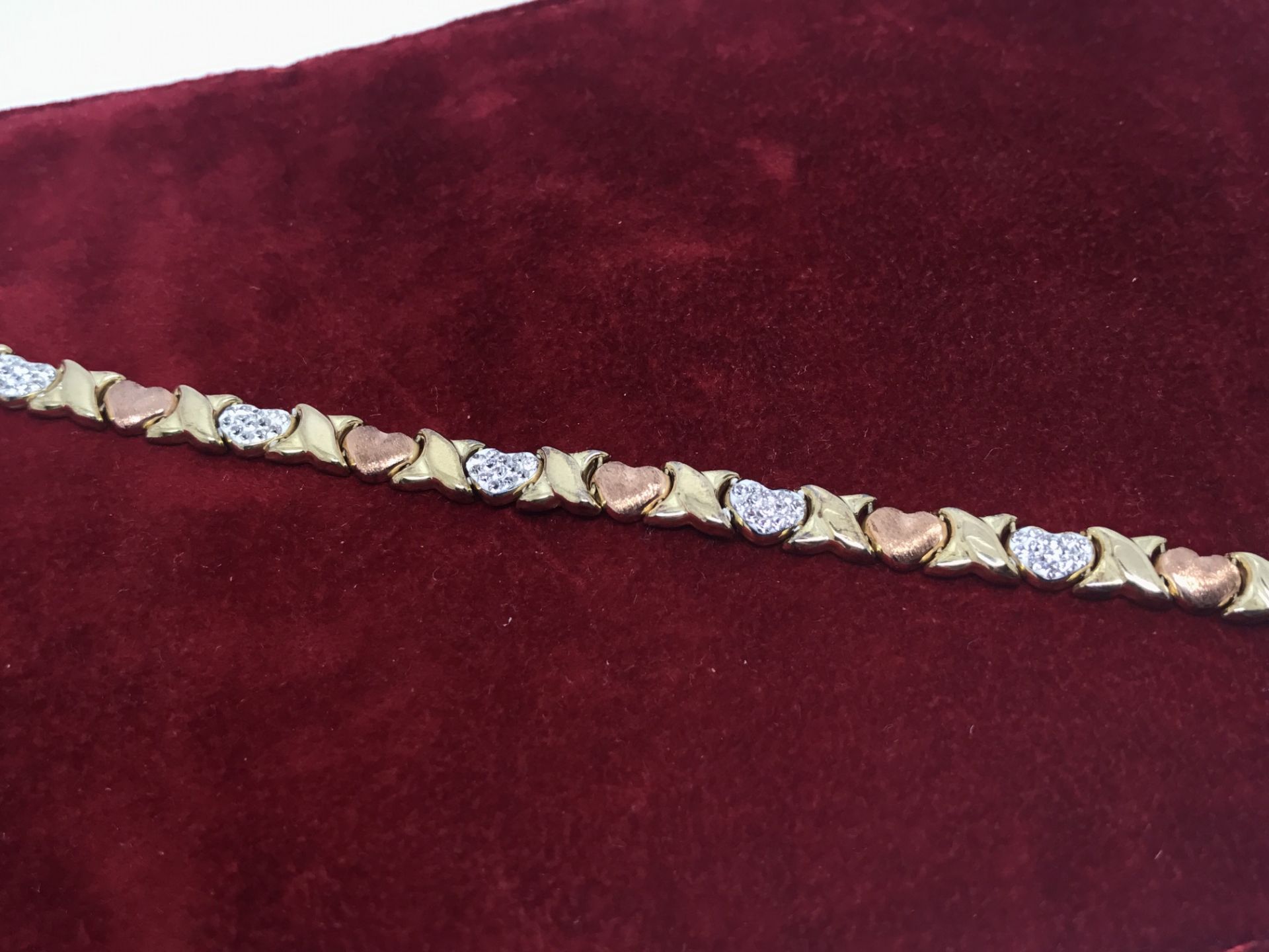 GOLD OVER 925 SILVER HEART BRACELET