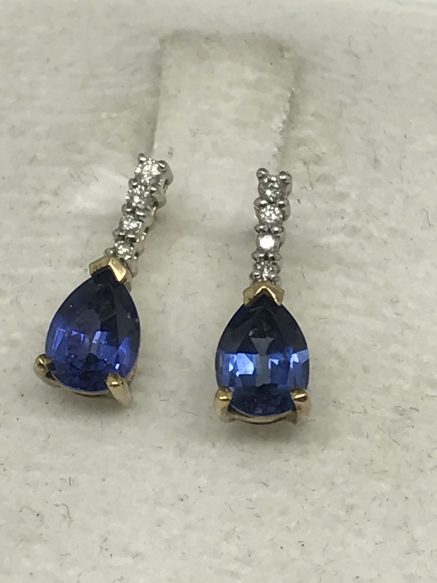 9ct GOLD SAPPHIRE & DIAMOND EARRINGS