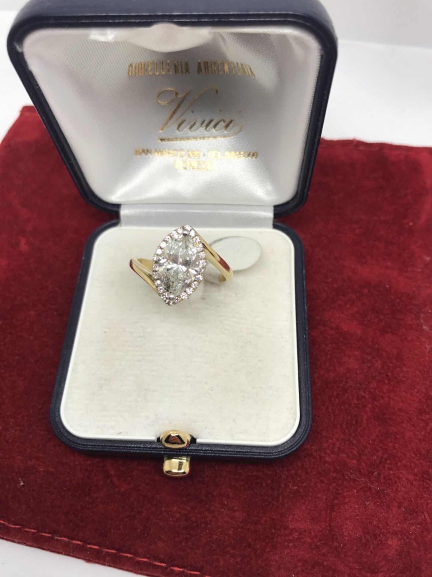 2.02ct MARQUISE DIAMOND SET IN DIAMOND HALO MOUNT 18ct GOLD