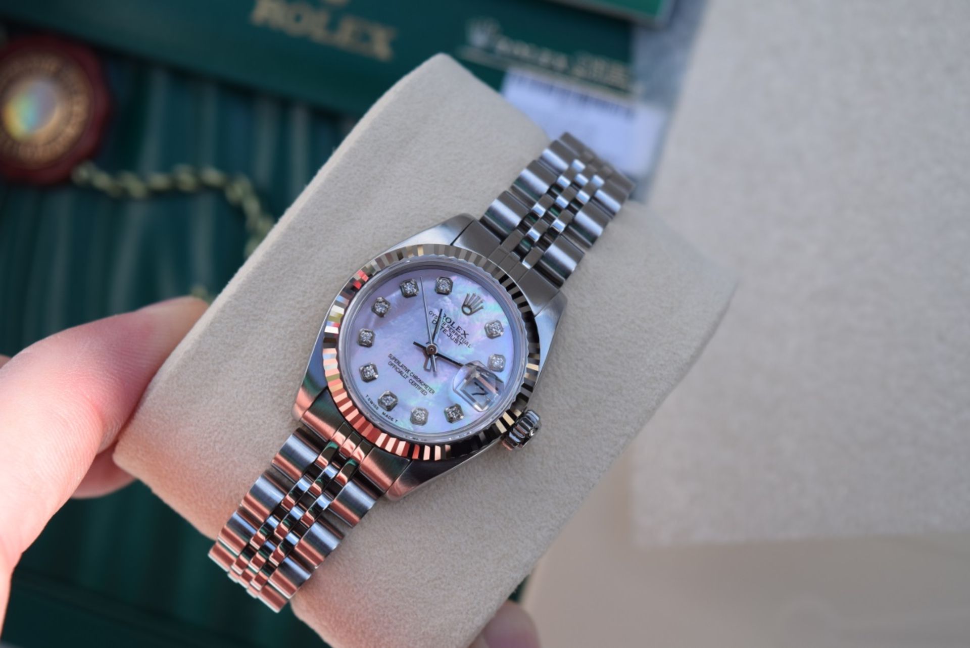 Rolex Steel/ White Gold 'Lady' DateJust 26 - Pink Diamond - Image 3 of 7