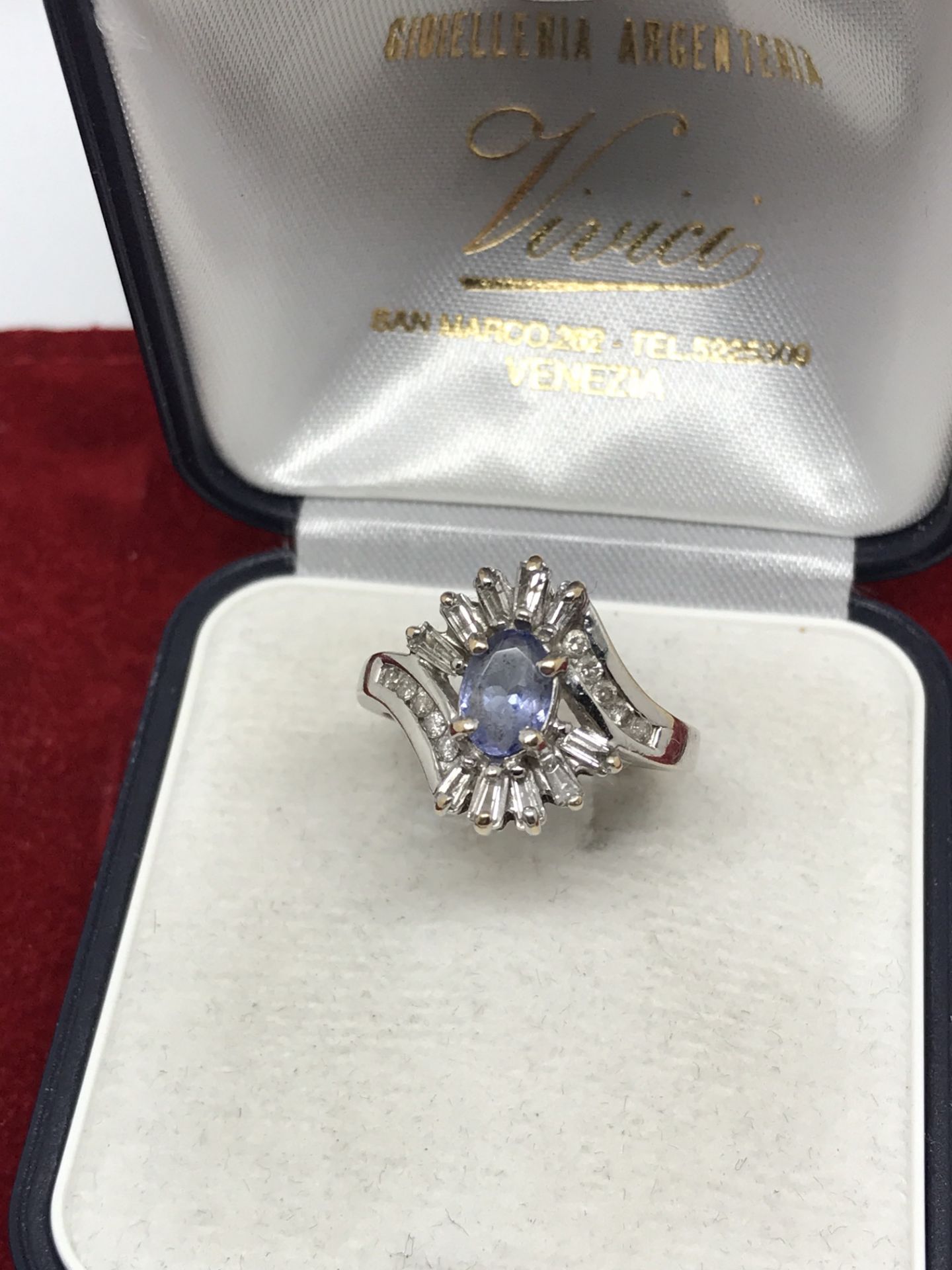 14ct WHITE GOLD TANZANITE & DIAMOND RING - Image 2 of 3