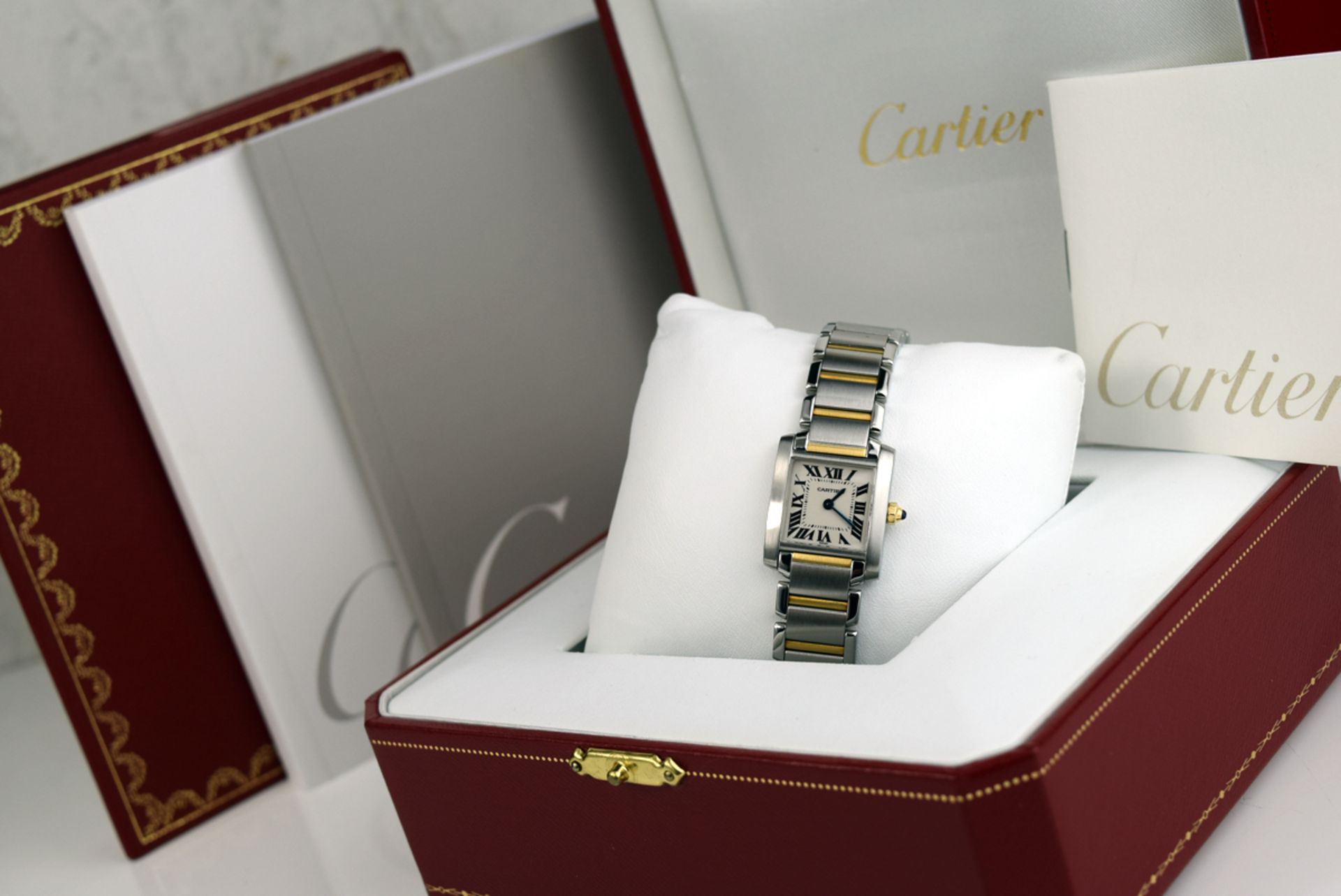 CARTIER FRANCAISE 'TANK' - 18K GOLD & STEEL - W51007Q4 / 2300 - Image 10 of 12