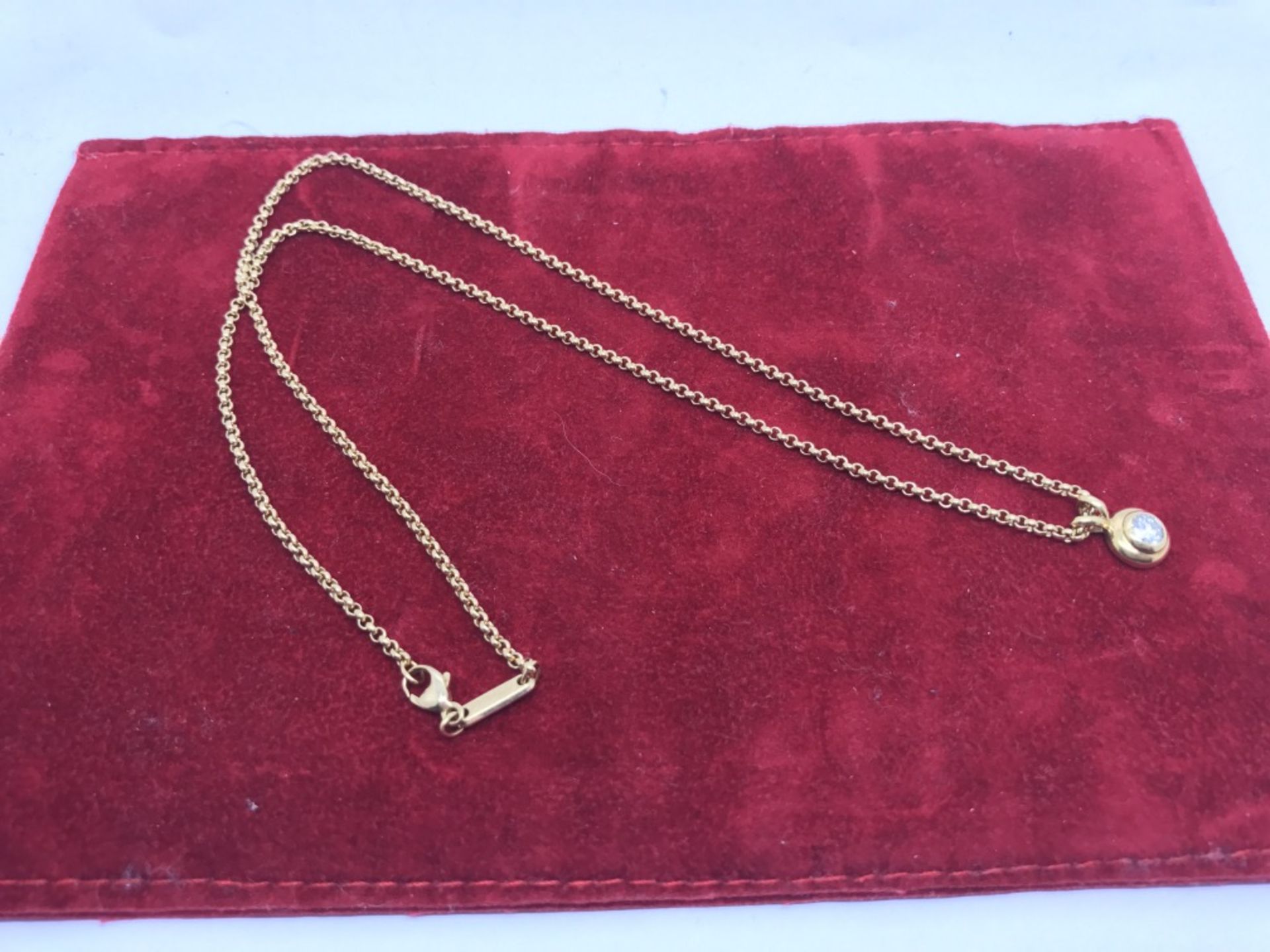 18ct GOLD CHOPARD CHAIN & DIAMOND PENDANT