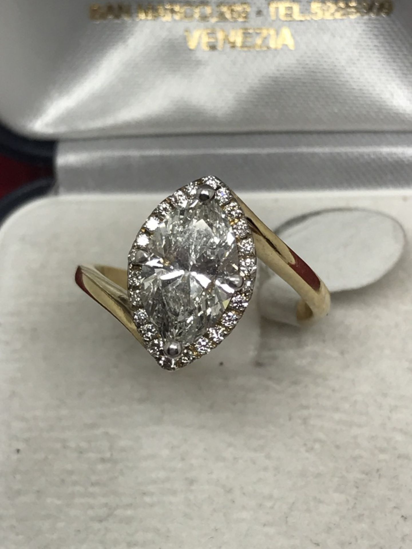 2.02ct MARQUISE DIAMOND SET IN DIAMOND HALO MOUNT 18ct GOLD - Image 2 of 2