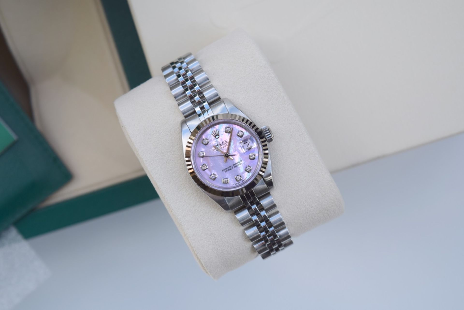 Rolex Steel/ White Gold 'Lady' DateJust 26 - Pink Diamond - Image 2 of 7