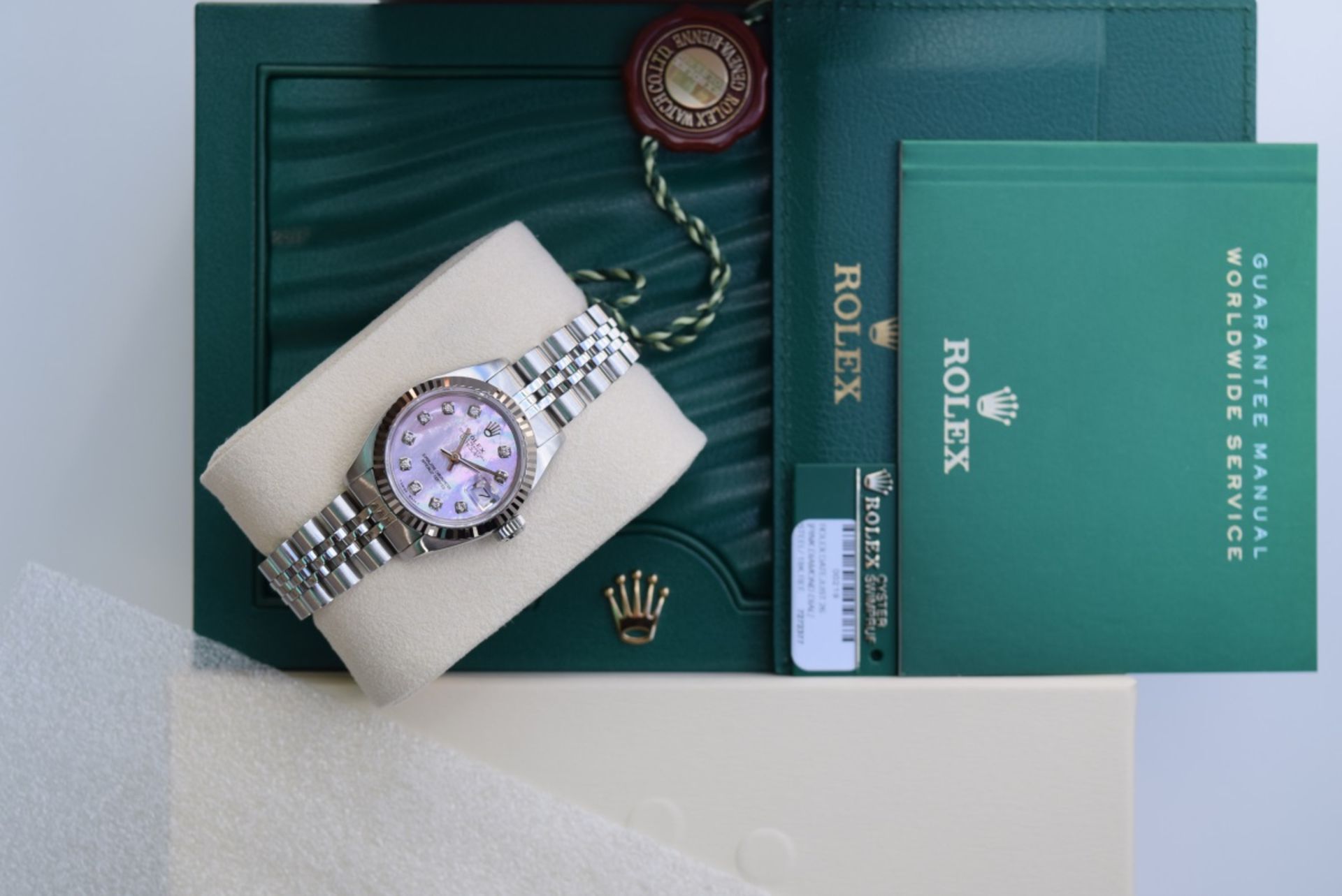 Rolex Steel/ White Gold 'Lady' DateJust 26 - Pink Diamond - Image 5 of 7