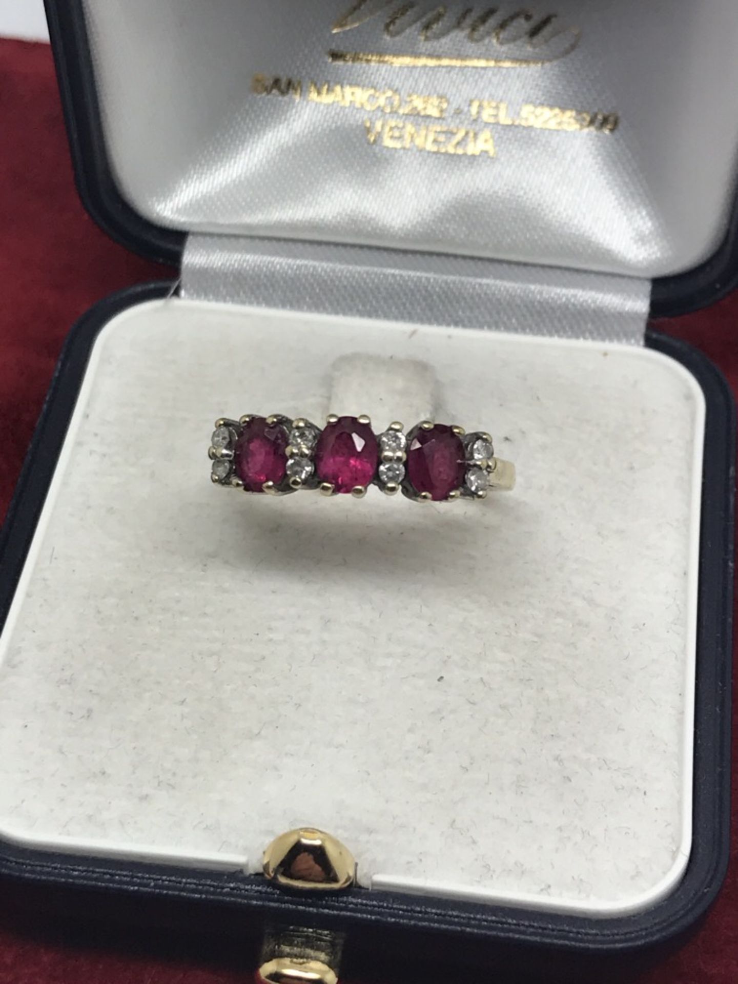 9ct GOLD RUBY & DIAMOND SET RING