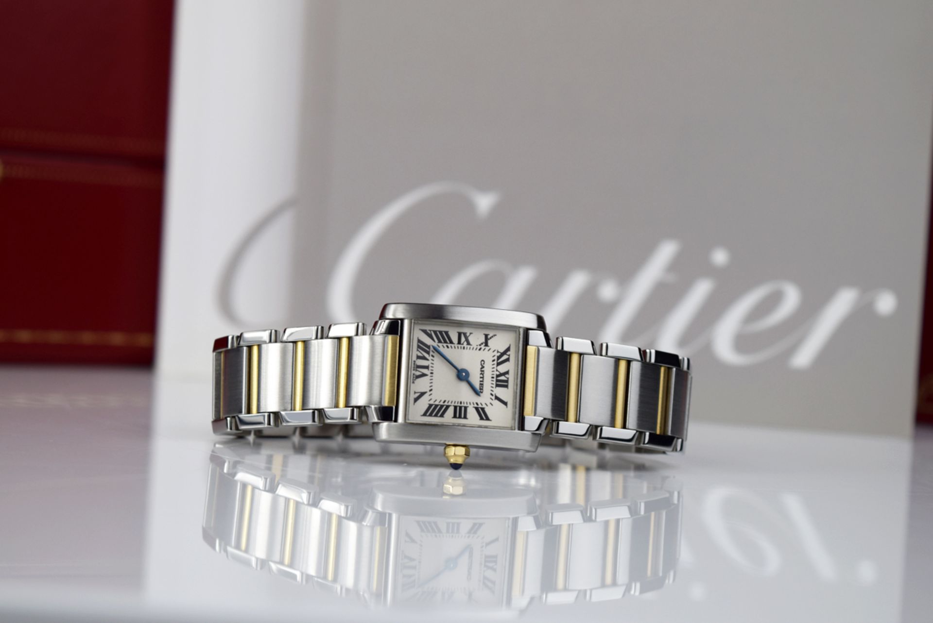 CARTIER - 18K GOLD & STEEL 'TANK FRANCAISE' - ROMAN NUMERAL DIAL - Image 3 of 10